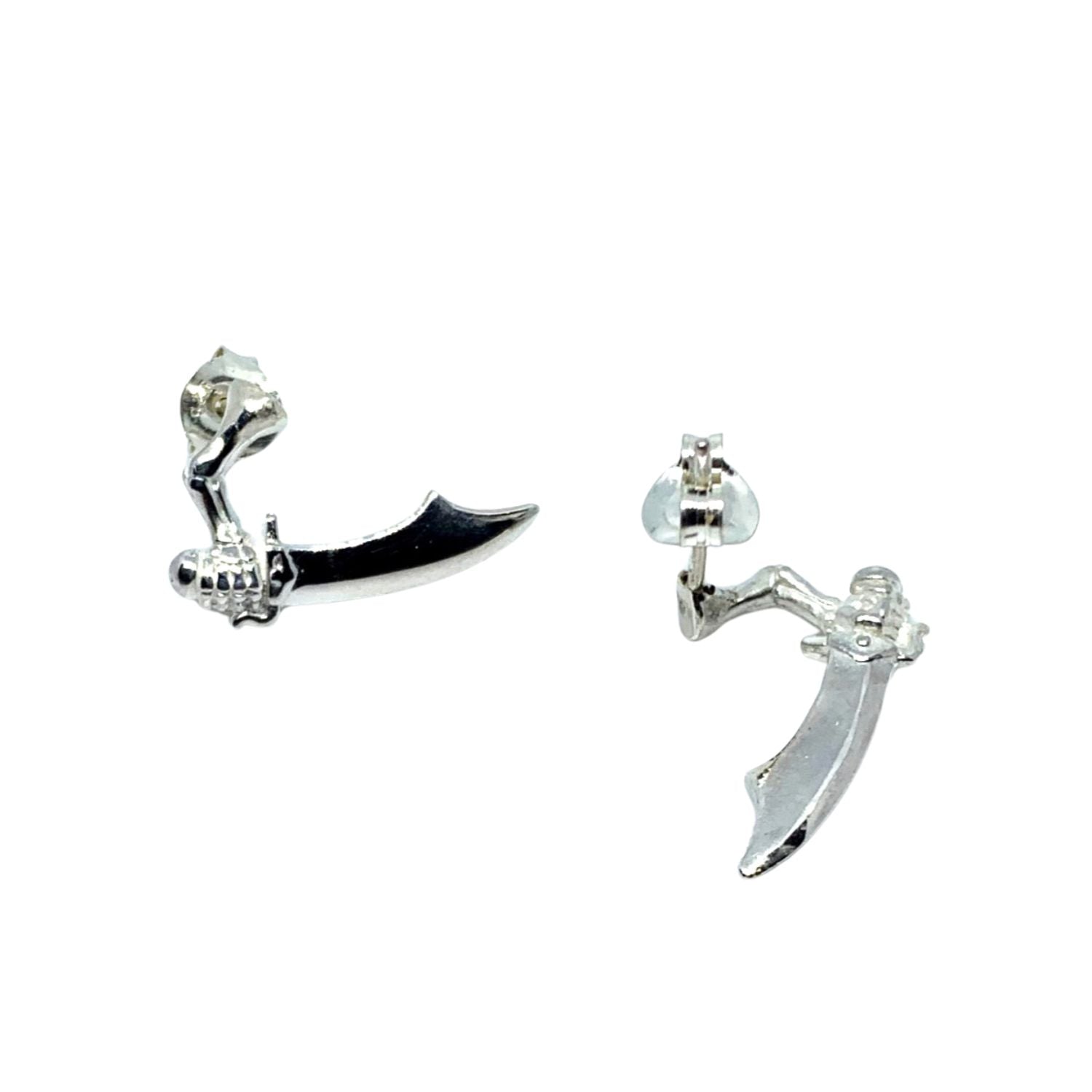 Skull Dagger Solo Stud Earring in Sterling Silver 925 — Skull Motif Detail — 925 and TG Maker's Mark — Handmade by Tamara Gervasio