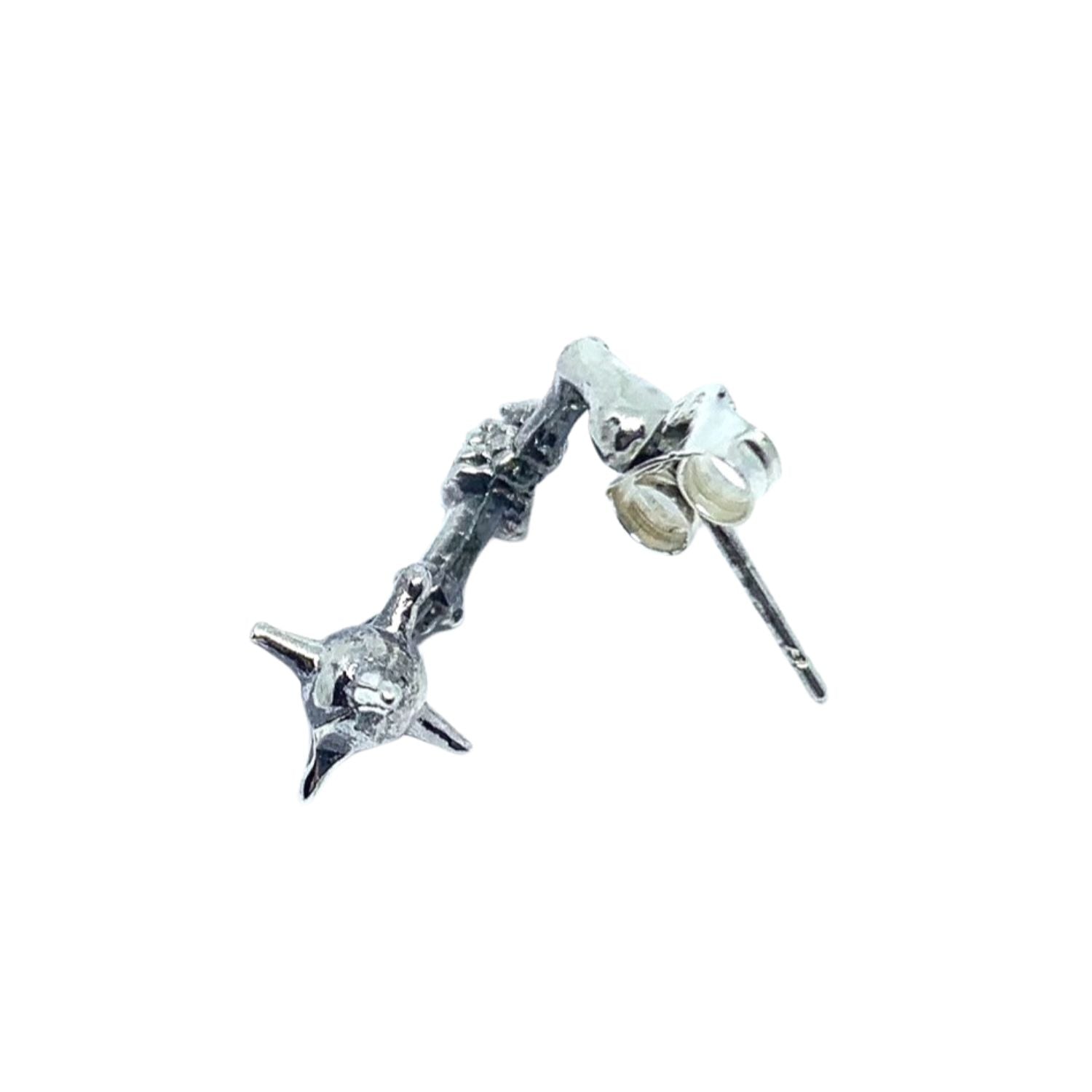 Skull Ninja Chigiriki Solo Stud Earring in Sterling Silver 925 - Tg-Jewellery By Tamara Gervasio
