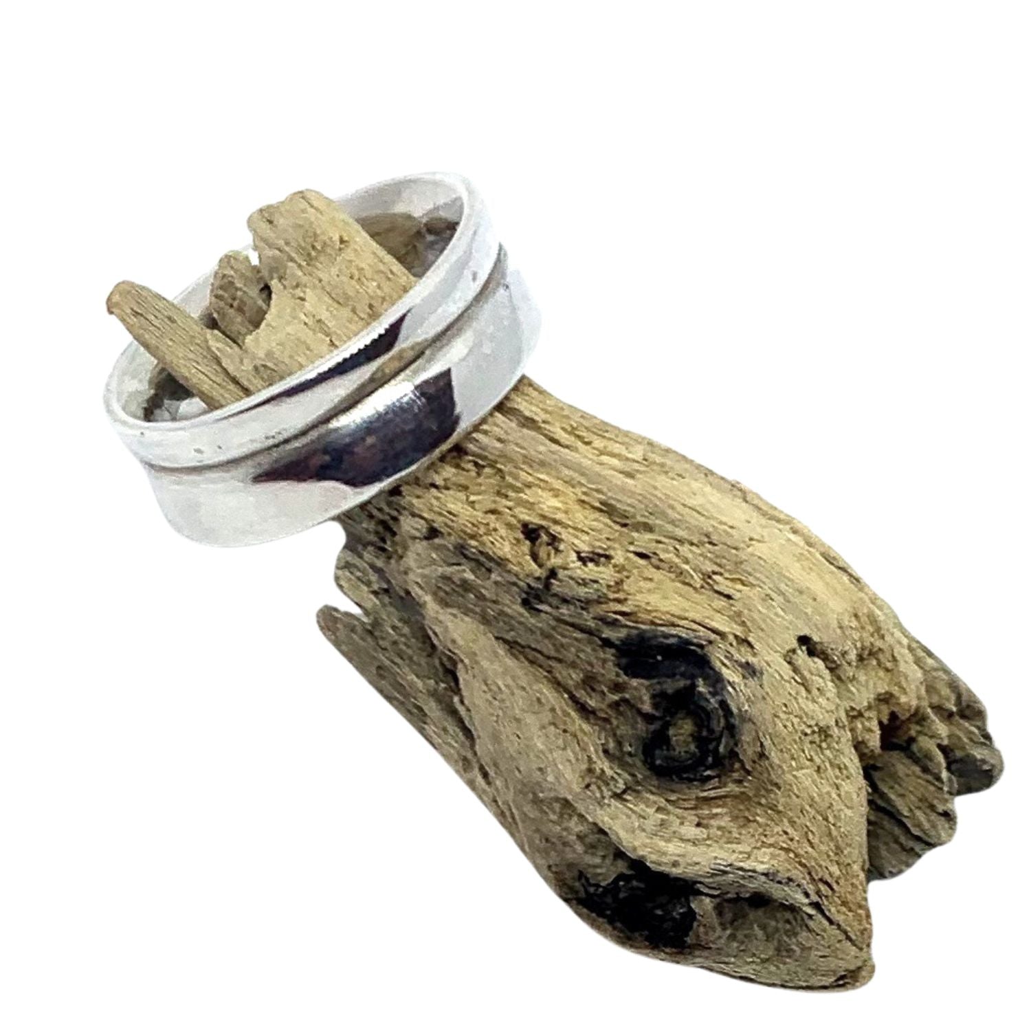 Sterling Silver Curved Band Ring – Side View | Handmade Lost Wax Carving - Tg-Jewellery By Tamara Gervasio 