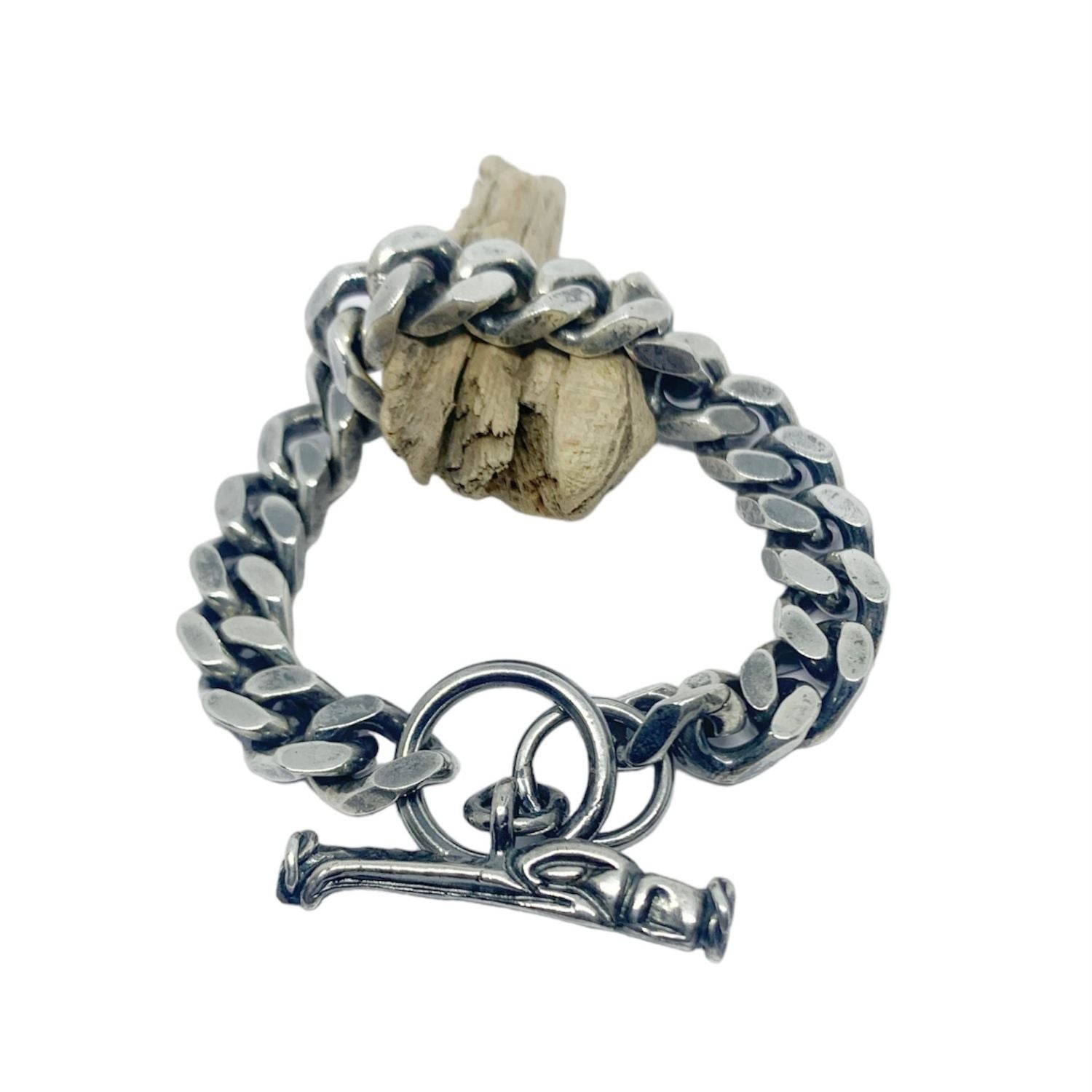Sterling silver 925 curb chain bracelet with polished and oxidised finish – TG-Jewellery