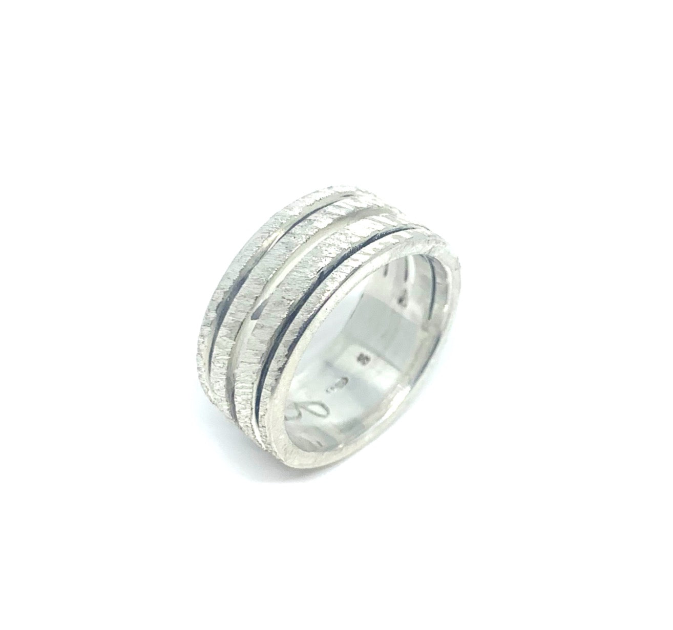 3 Linee Men's band ring in sterling silver One of A Kind