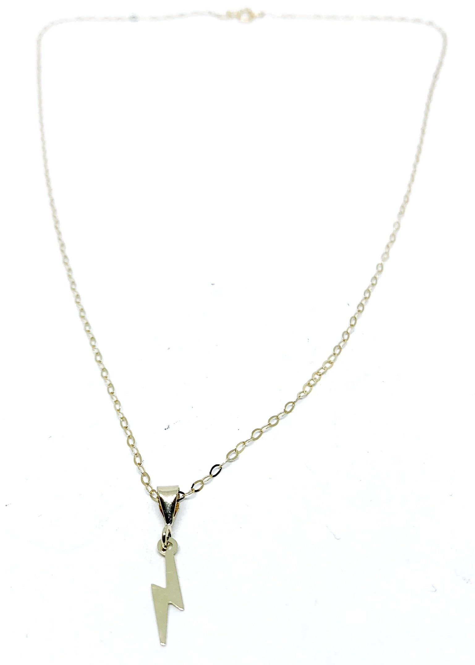 Thunderbolt Pendant Necklace – Front View | Handcrafted 9ct Yellow Gold - Tg-Jewellery By Tamara Gervasio