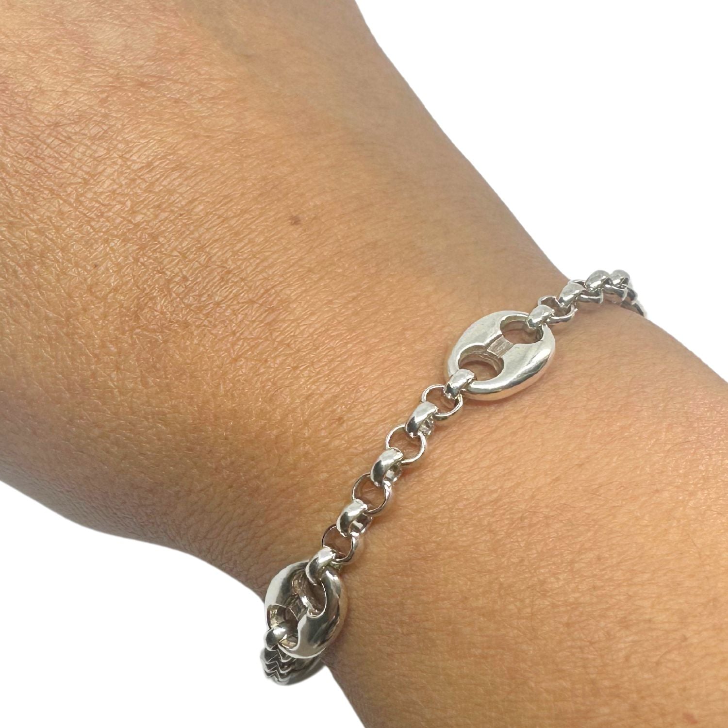 Sterling silver 925 Anchor Chain T-Bar Bracelet, lost wax cast, UK hallmarked, TG maker's mark, secure T-bar clasp - Tg-Jewellery By Tamara Gervasio
