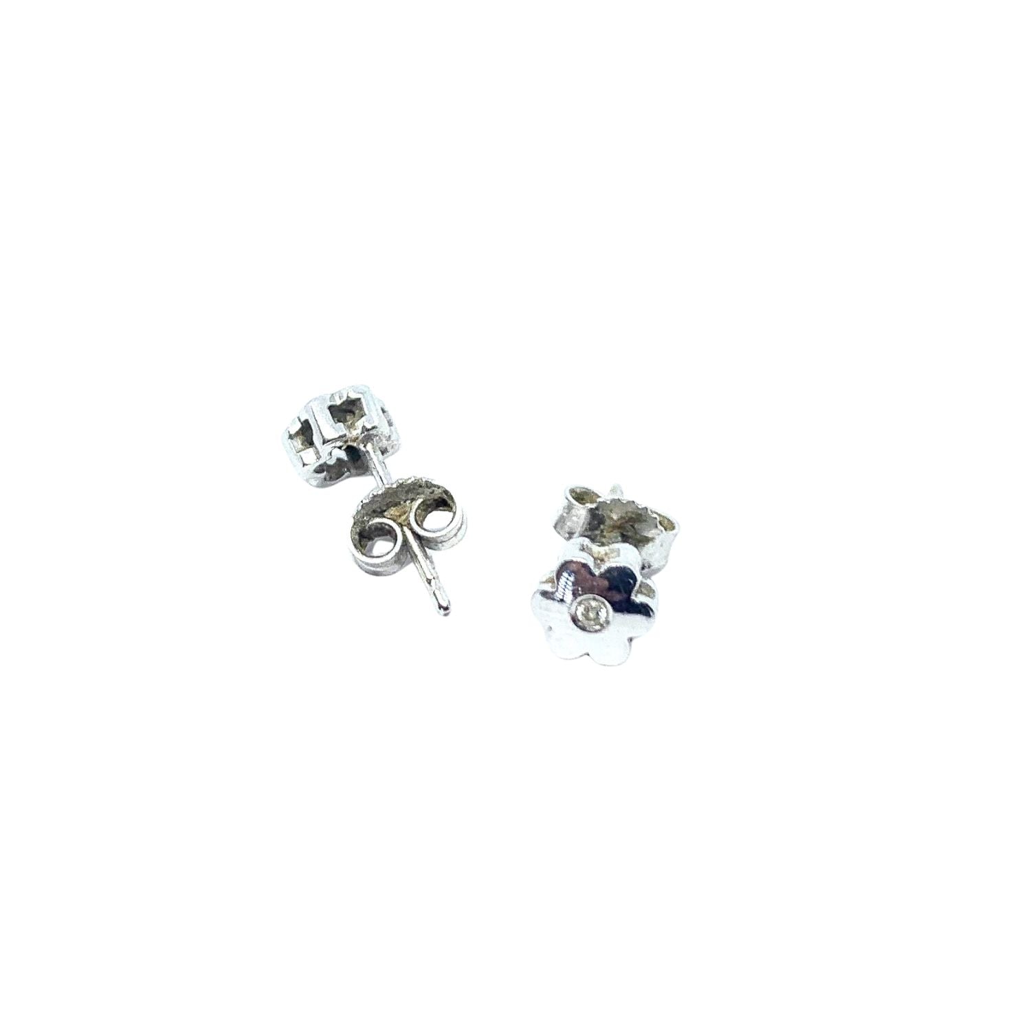 Flower Diamond Stud Earrings in 18K White Gold