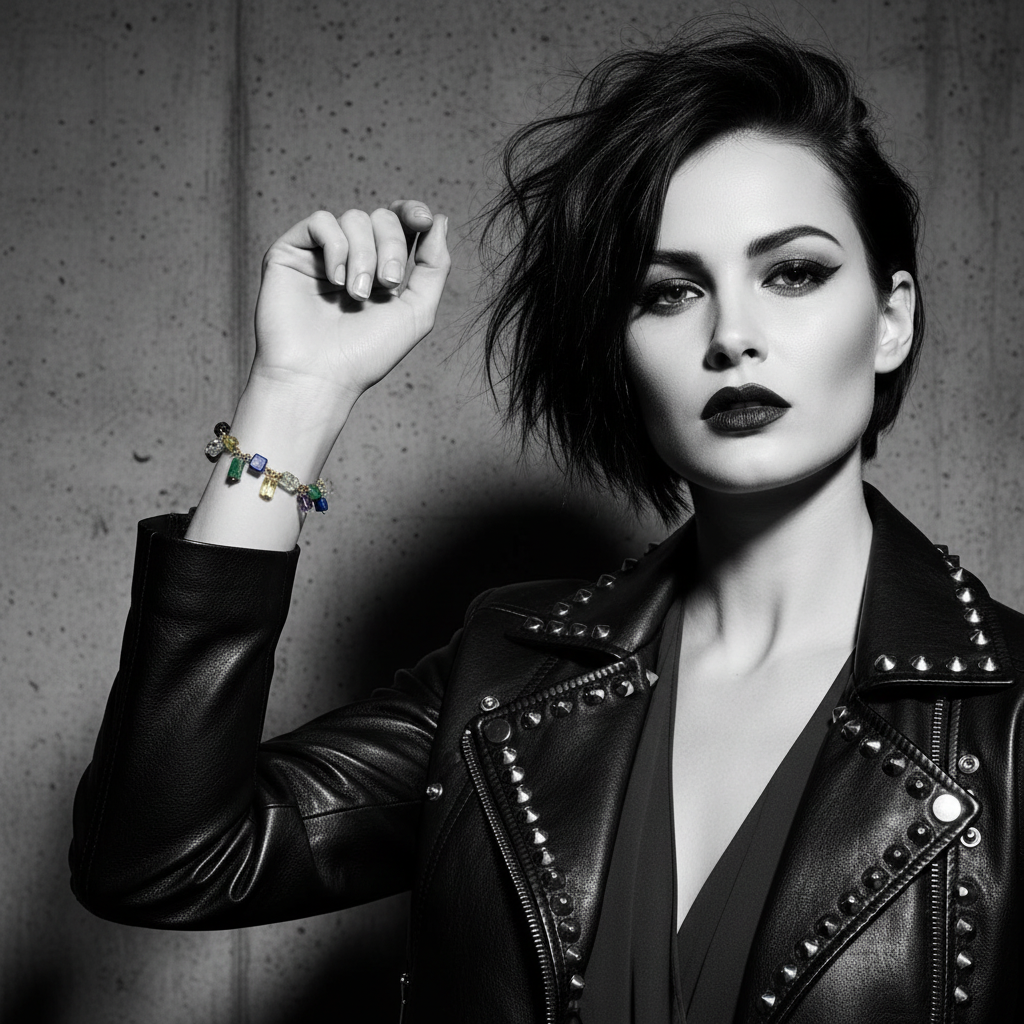 18K Recycle Yellow Gold Multicoloured Gemstone Bracelet – Handmade in Italy