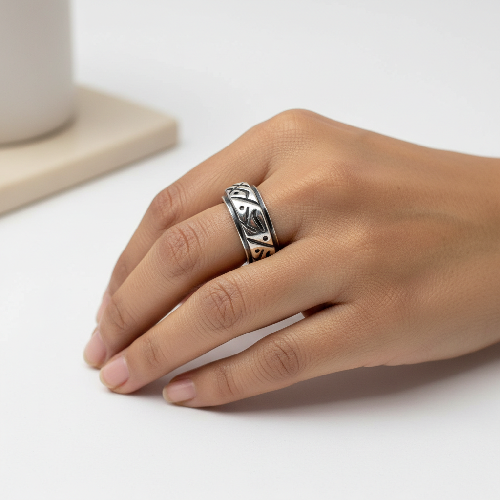 Abstract Chunky Band Ring – Bold Sterling Silver Statement