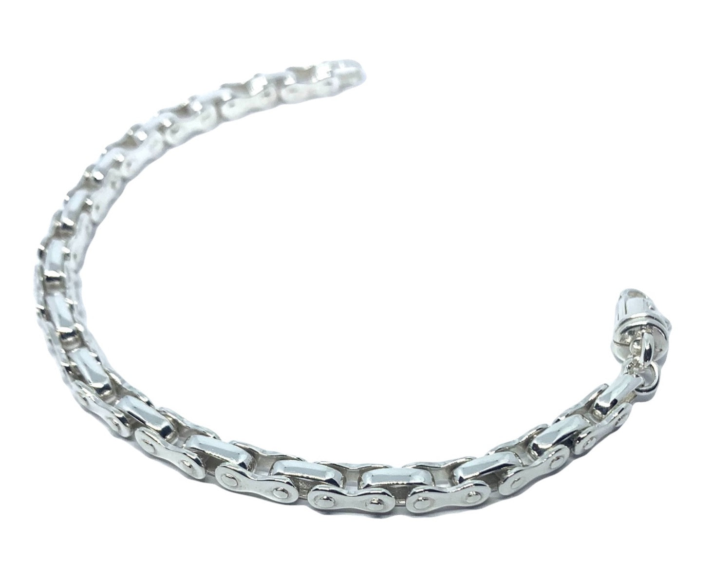 Men's handcrafted sterling silver 925 biker bracelet with lost wax carved links 6mm wide - Tg-Jewellery By Tamara Gervasio