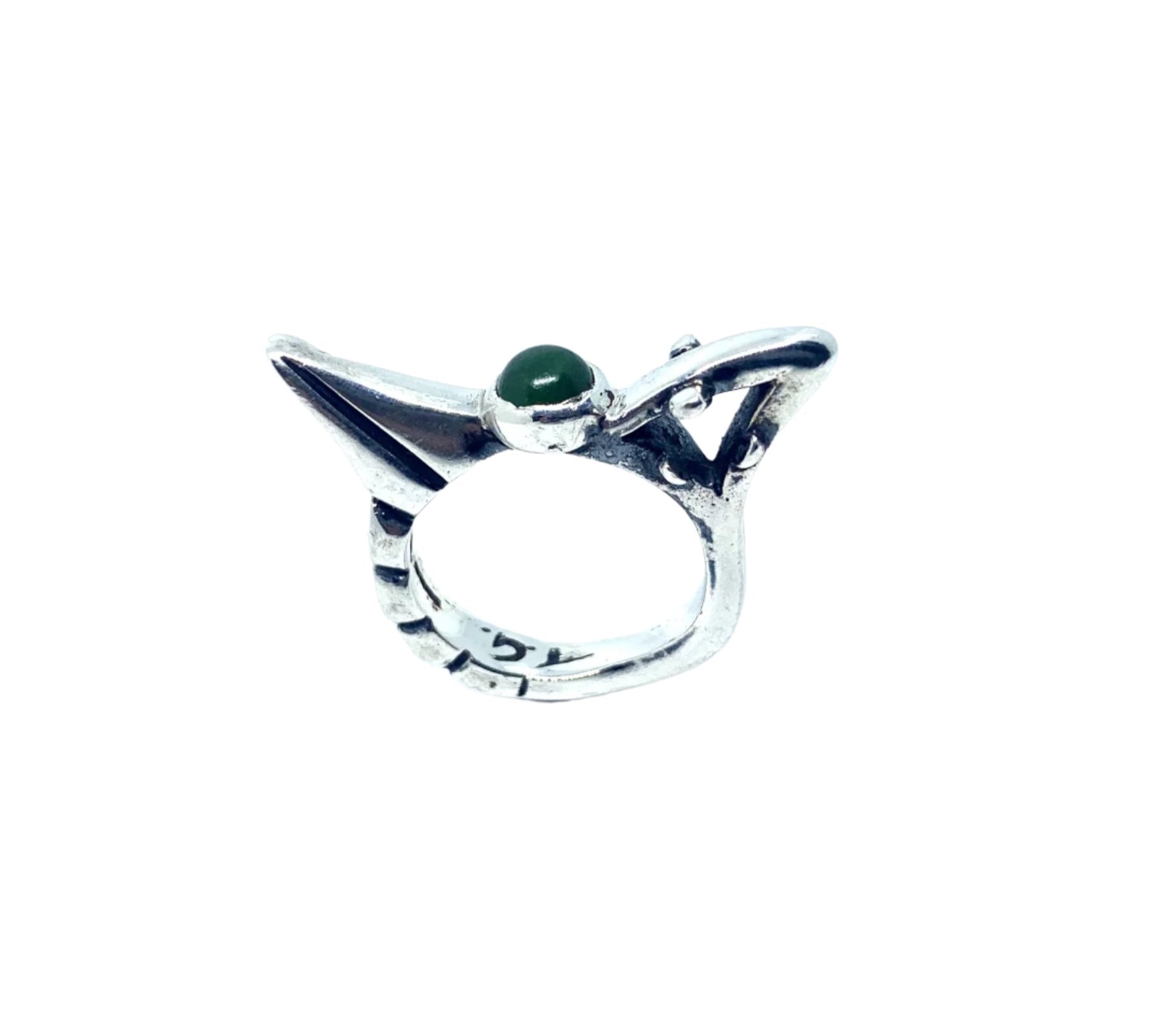 Bird Ring | Sterling Silver 925 with Green Jade - Tg-Jewellery By Tamara Gervasio