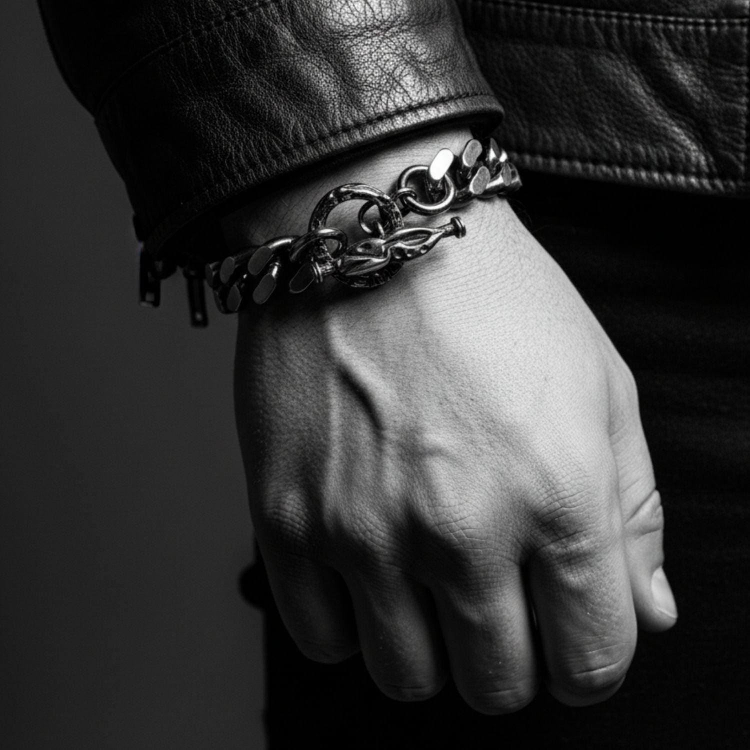 Celtic Dog 2 Curb 15mm Power Jump Ring Bracelet worn– Sterling Silver - Tg-Jewellery By Tamara Gervasio