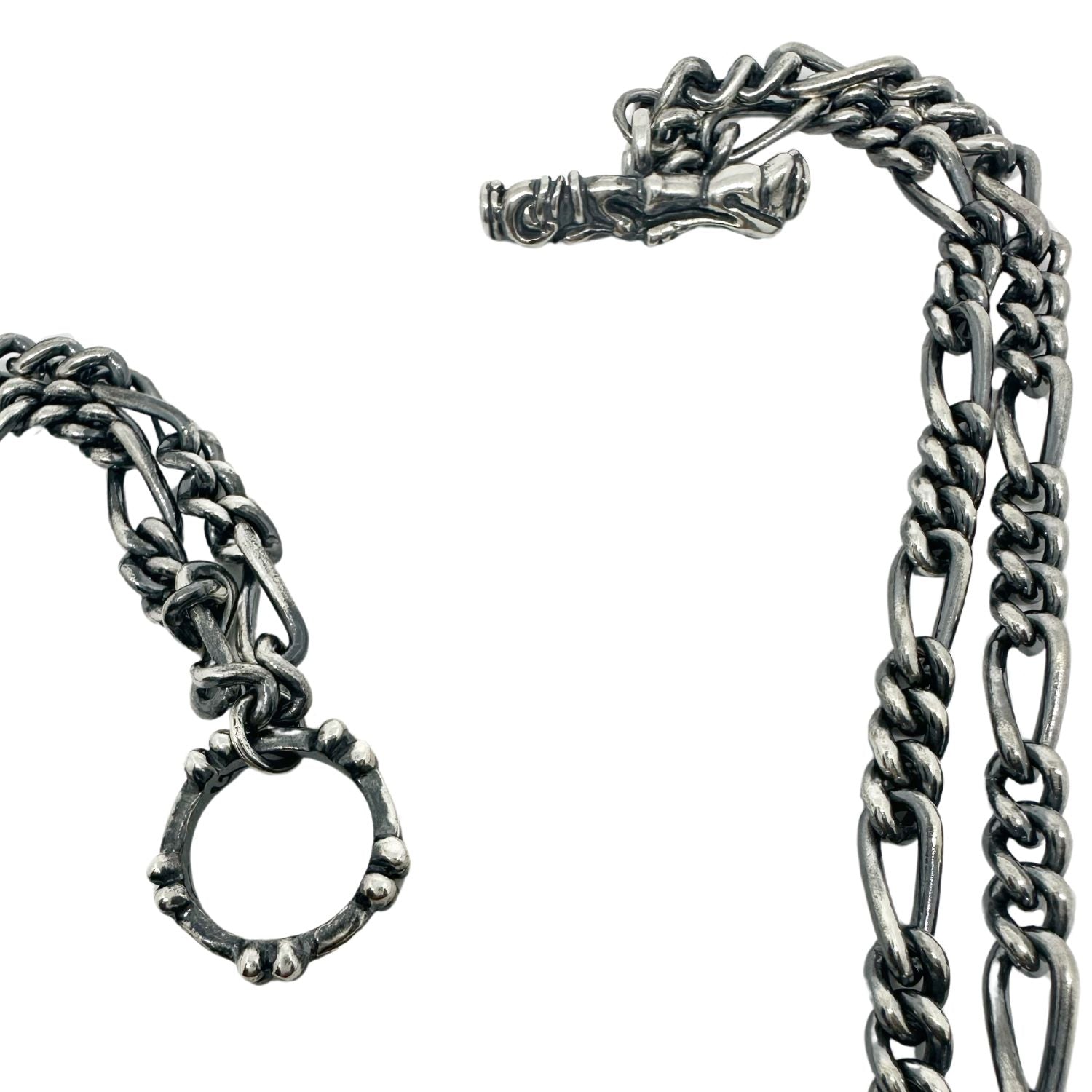 Close-up of hand-carved Celtic dog motif on T-bar clasp — lost wax cast in sterling silver 925, UK hallmarked- Tg-Jewellery By Tamara Gervasio