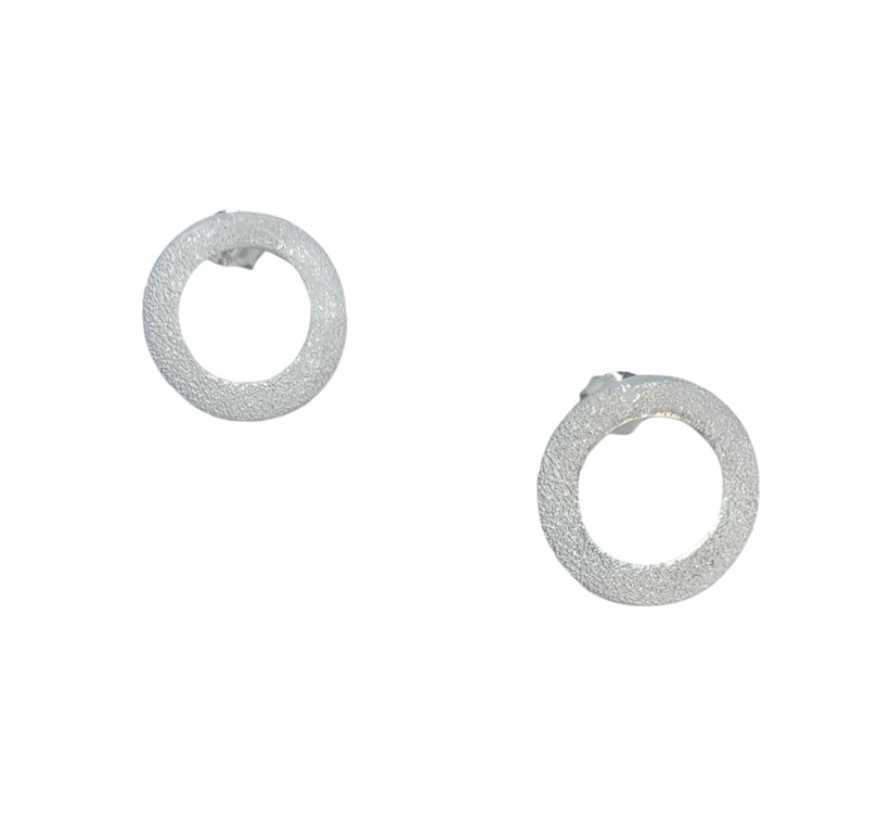 Sterling silver 925 circular satin stud earrings, 19.4mm diameter, handmade in Cornwall- Tg-Jewellery By Tamara Gervasio