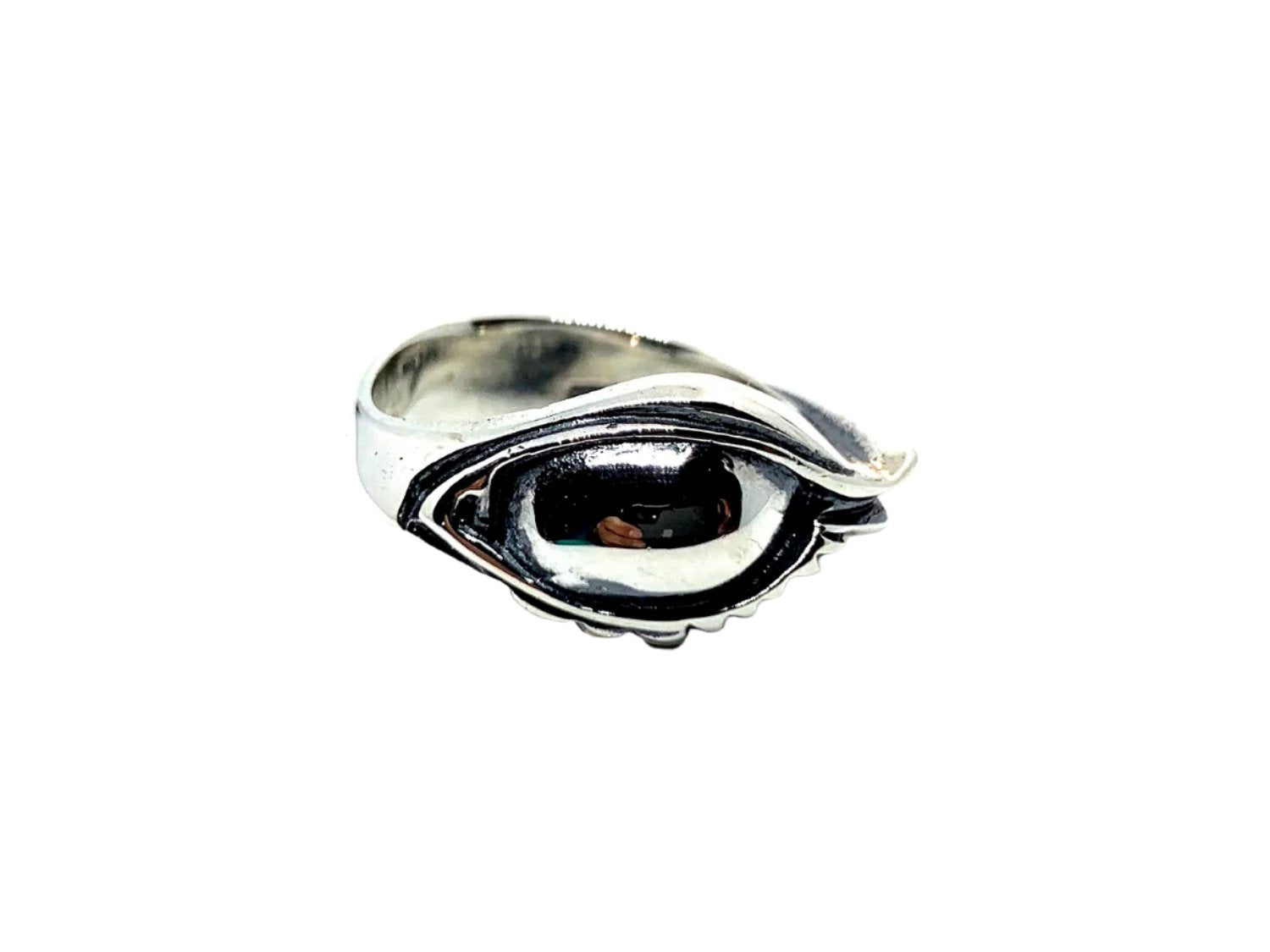 Handcrafted unisex sterling silver 925 Eyes ring with polished and oxidised finish 12mm lost wax carved - Tg-Jewellery By Tamara Gervasio