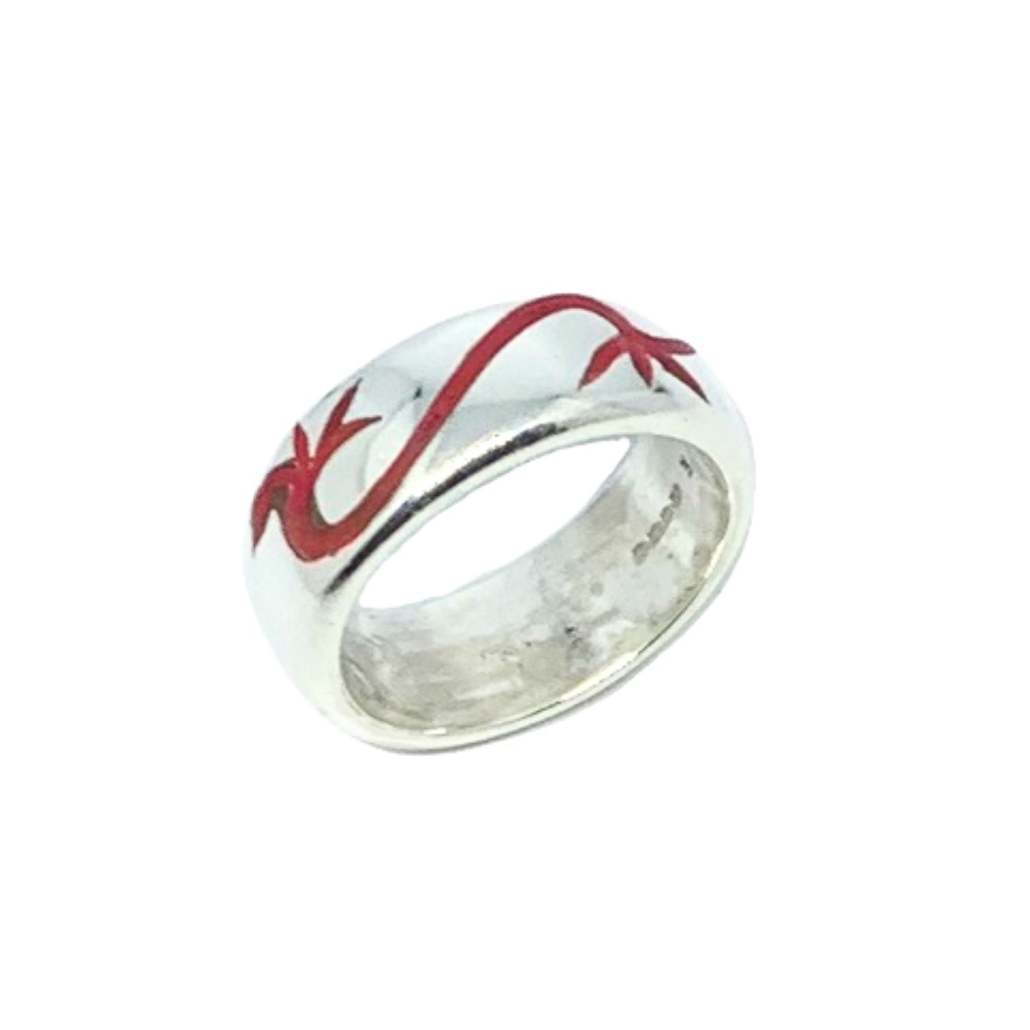Full view of Incisioni flower ring in sterling silver 925, polished finish, UK hallmarked - Tg-Jewellery By Tamara Gervasio