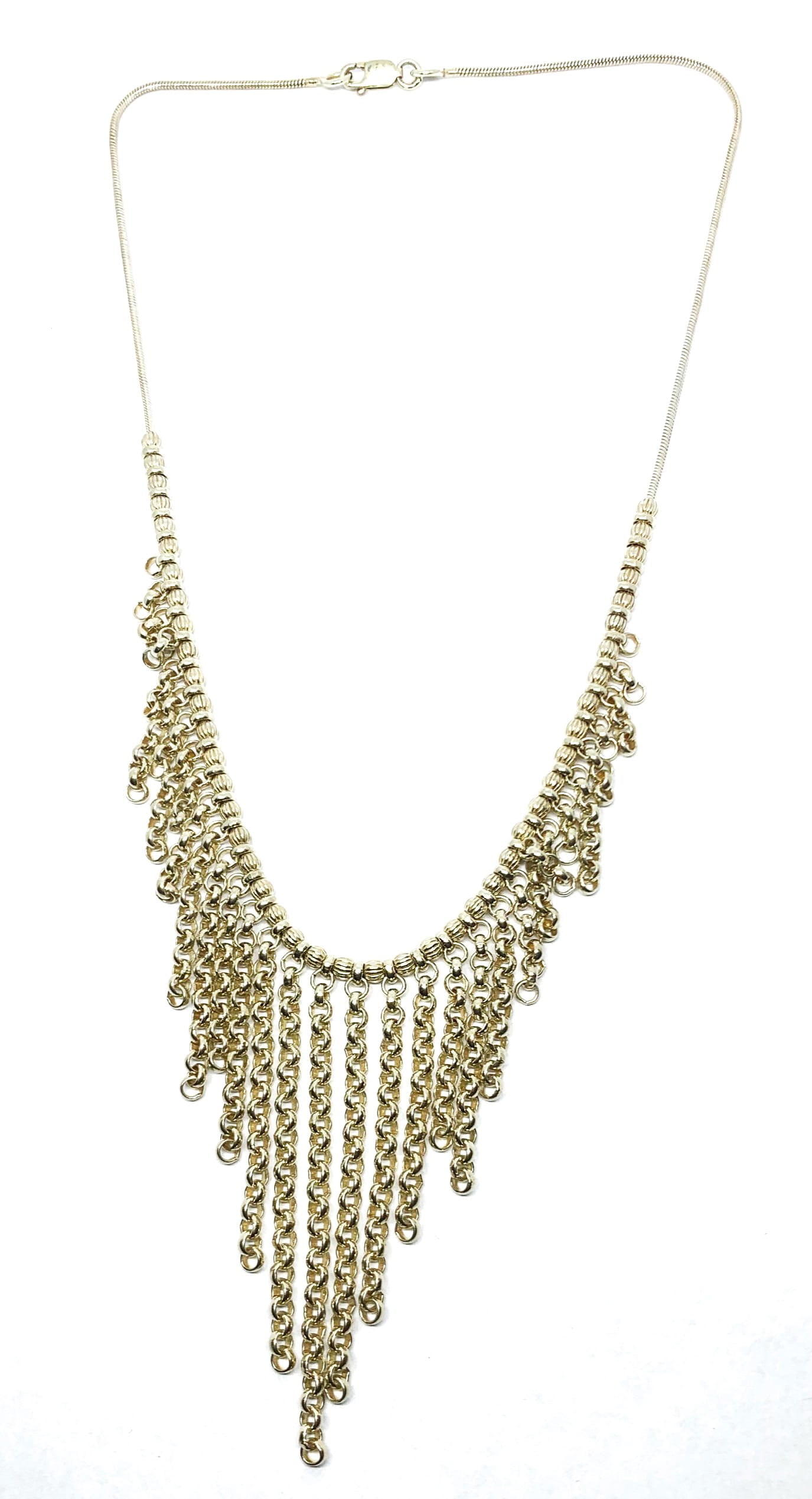 Handcrafted 18ct gold plated sterling silver rain drop chains necklace with corrugated beads 16in – TG-Jewellery