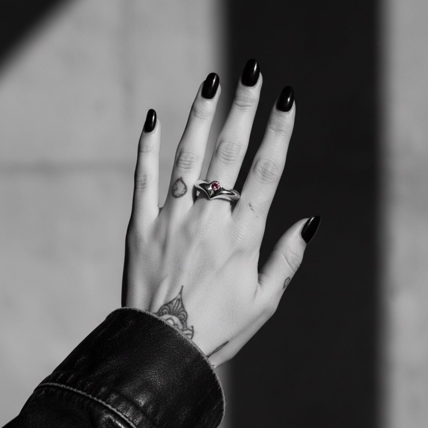 Heart-Shaped Band Ring – Sterling Silver 925 with Pink CZ  worn on model- Tg-Jewellery By Tamara Gervasio