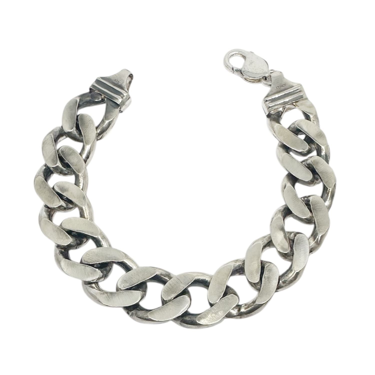 olished and oxidised heavy silver curb bracelet with lobster clasp — TG-Jewellery
