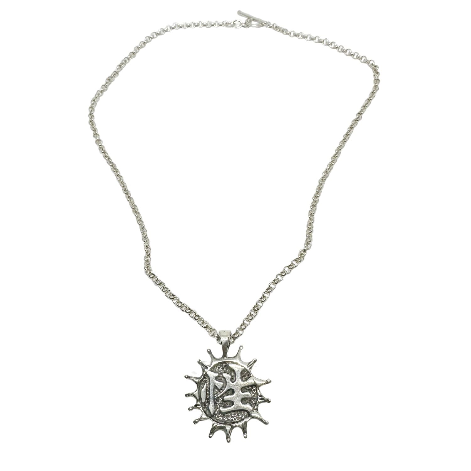 Full pendant and trace chain view, 44cm round trace chain with T-bar clasp - Tg-Jewellery By Tamara Gervasio