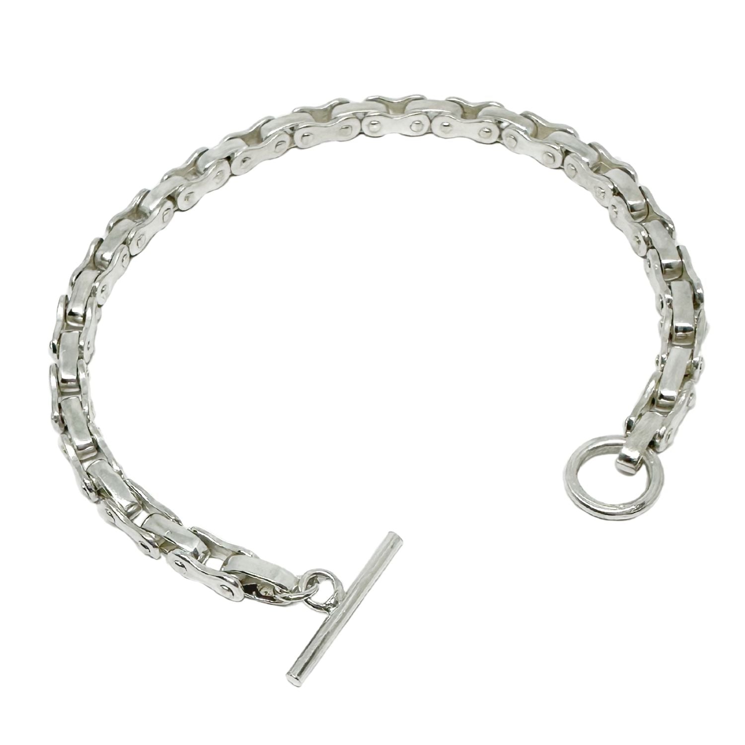 Men's sterling silver 925 biker bracelet with T-bar clasp, brushed satin finish - Tg-Jewellery By Tamara Gervasio