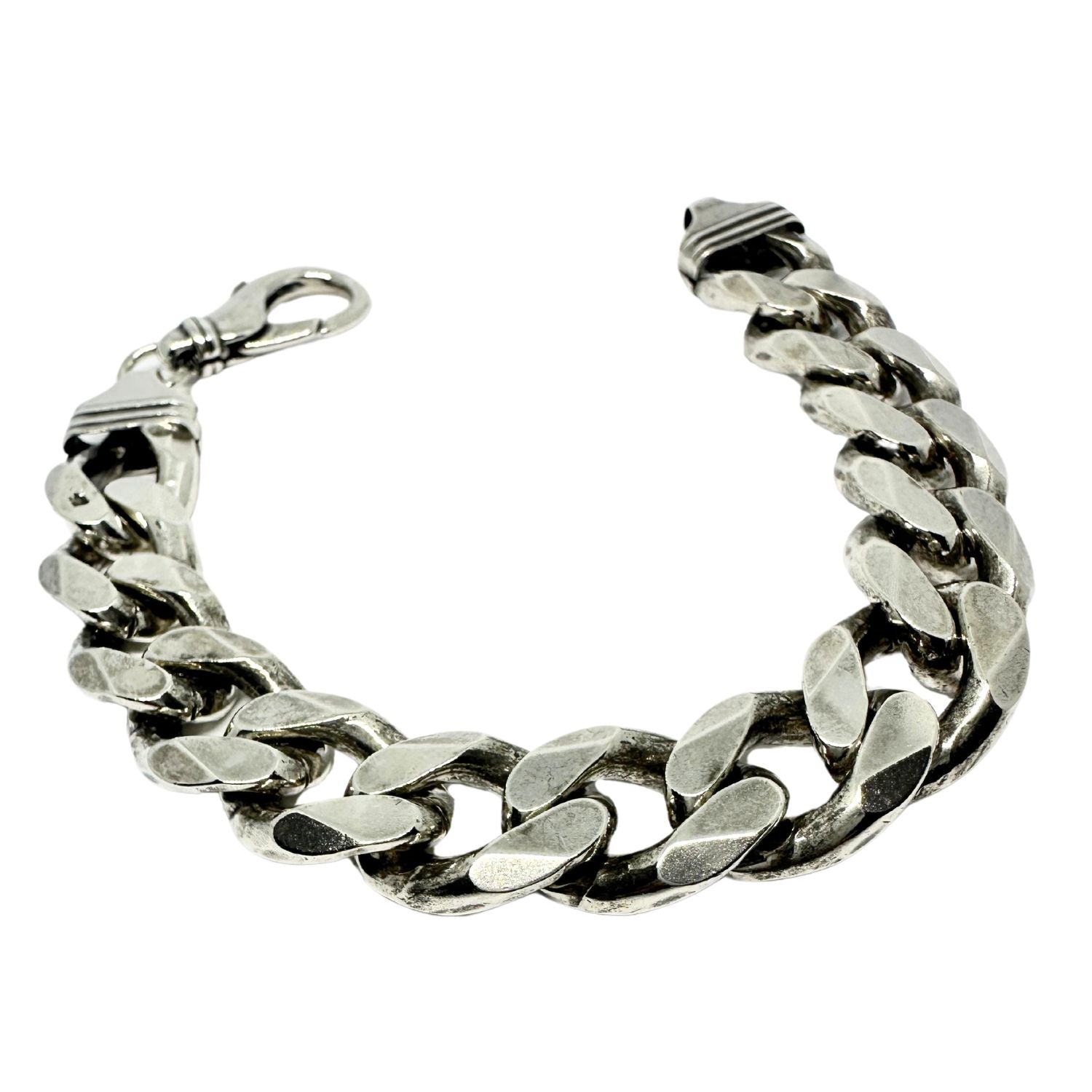 Chunky curb chain bracelet in sterling silver 925, 15.35mm wide, 93.4g, UK hallmarked - Tg-Jewellery By Tamara Gervasio