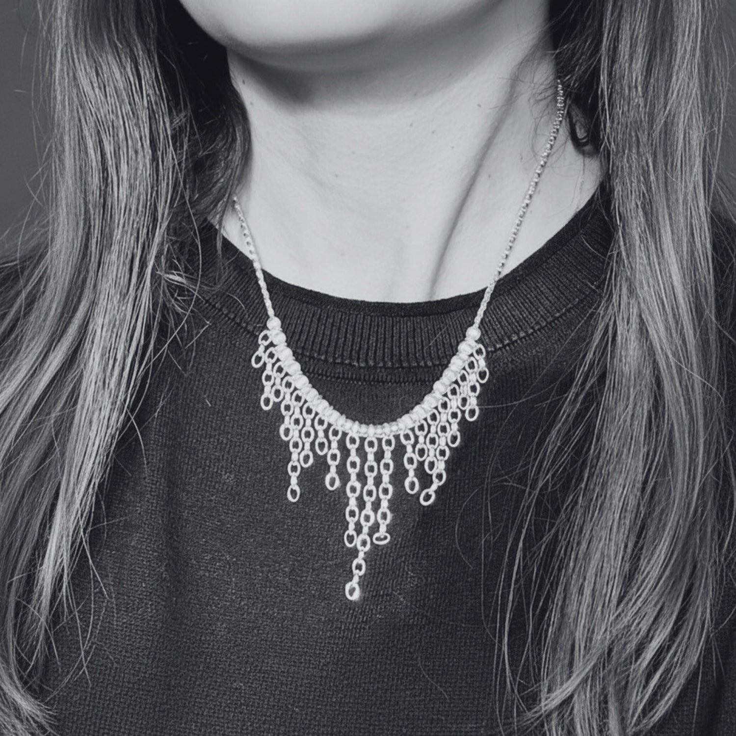 Rain Drop Necklace –  Recycle Sterling Silver 925 Handmade