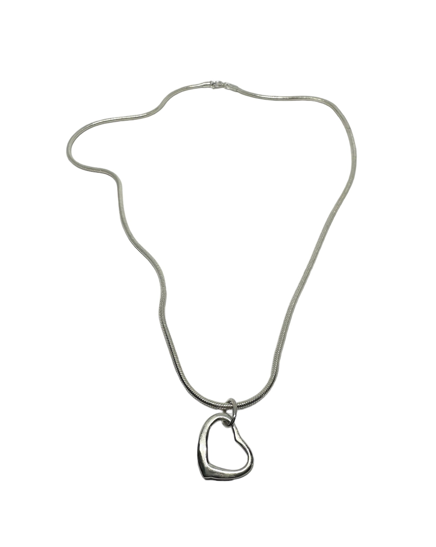 Silver heart-shaped pendant on a chain handmade sterling silver 925