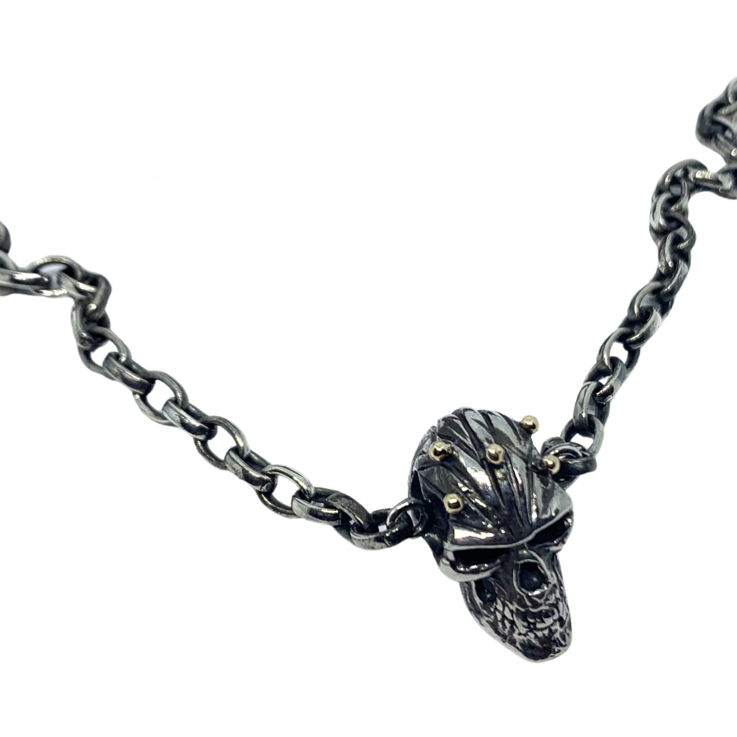 Skull Silver Chain And 18k Gold