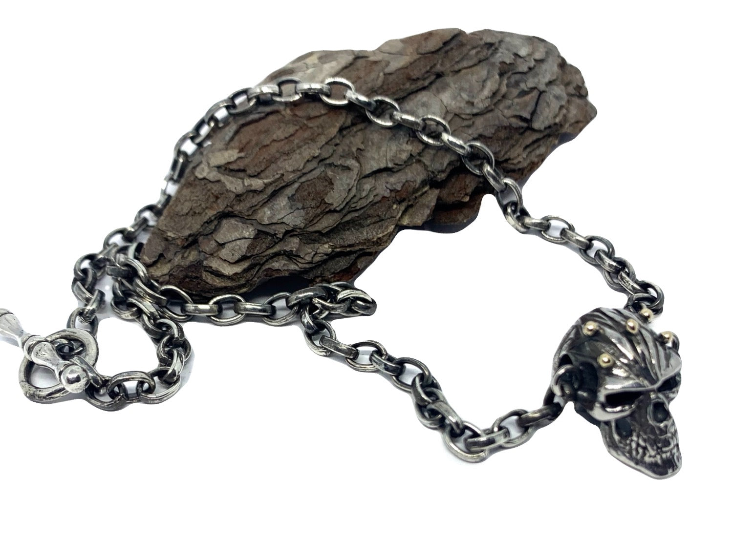 Skull Silver Chain And 18k Gold