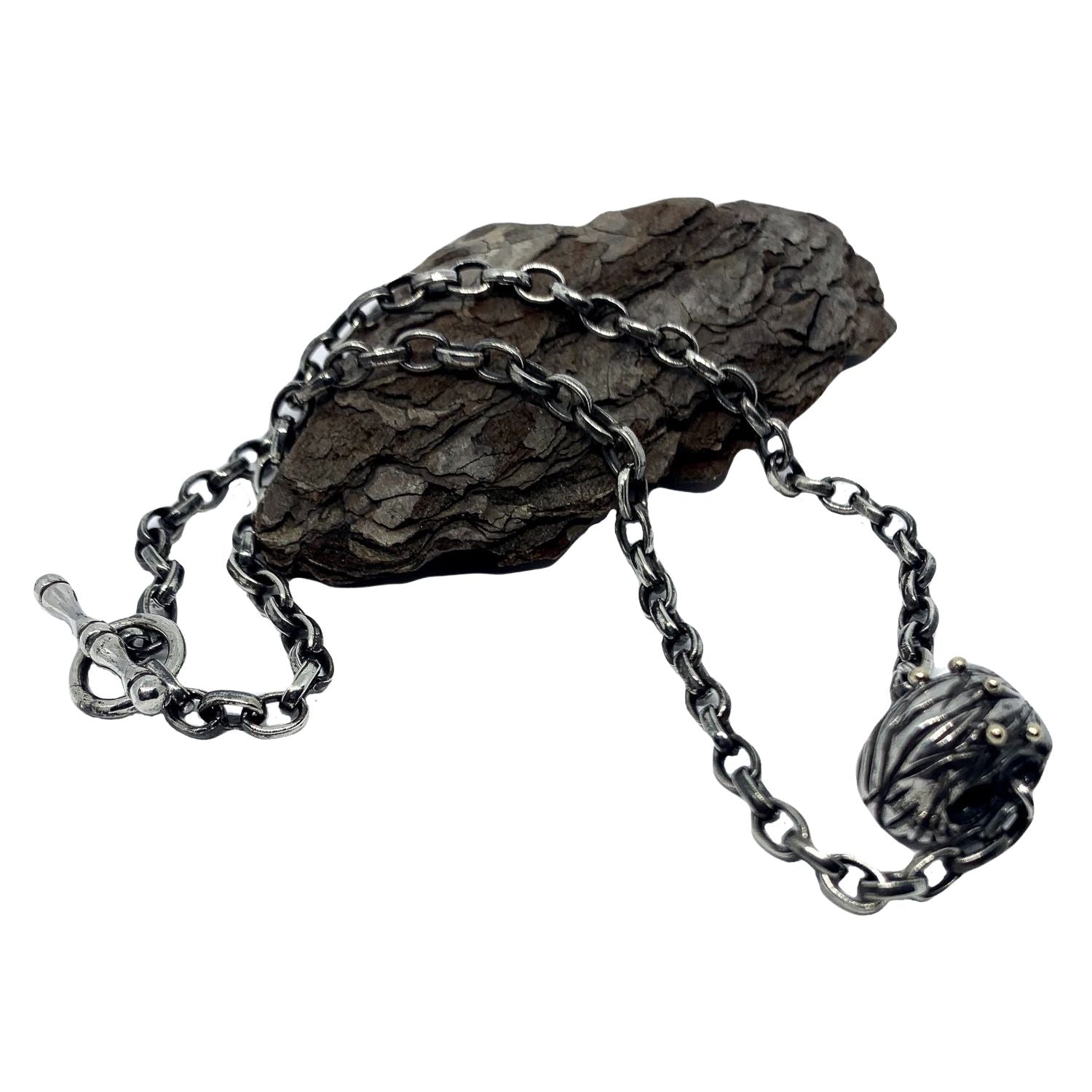 Skull Silver Chain And 18k Gold