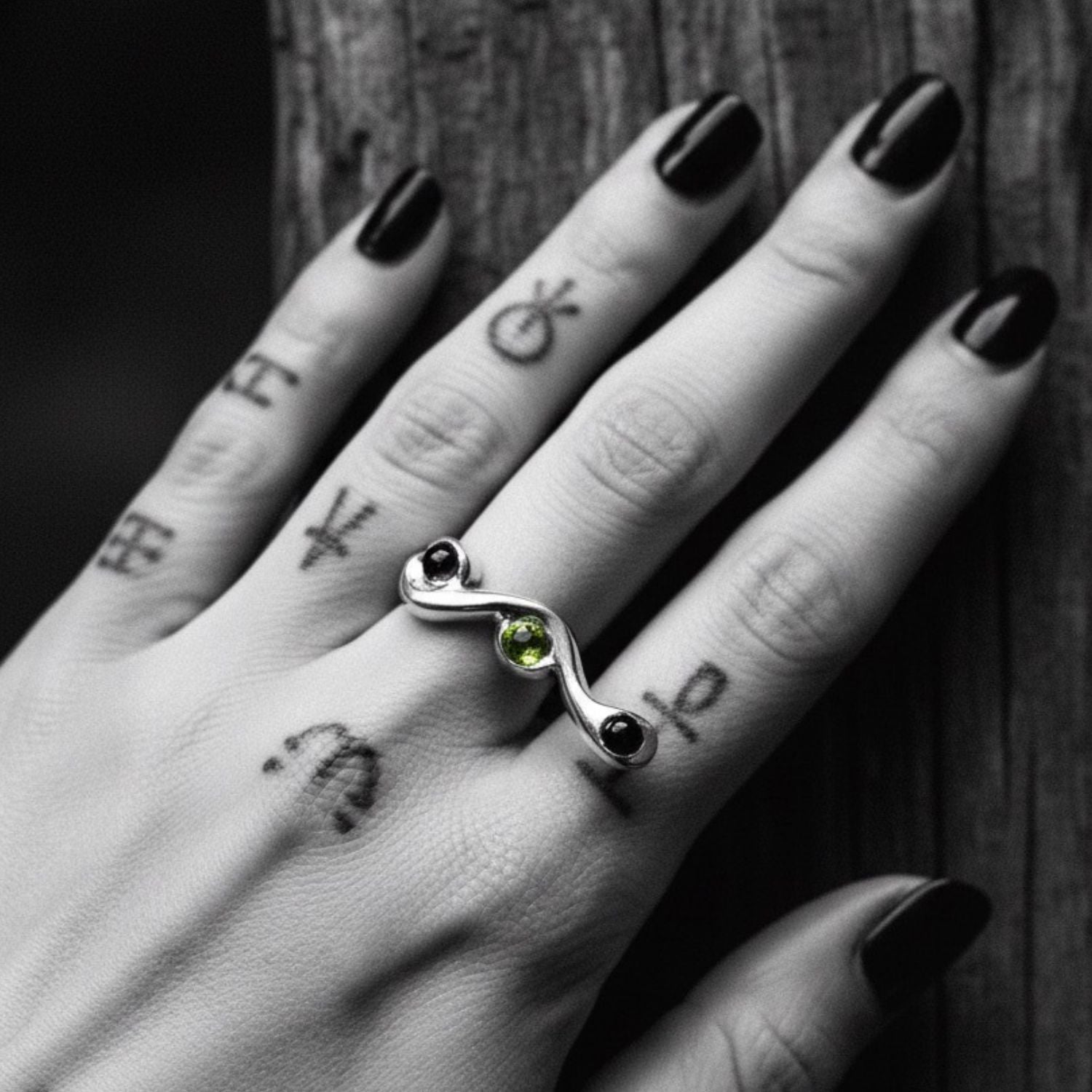 Snake Ring | Sterling Silver 925 with Mixed Cabochon Gemstones