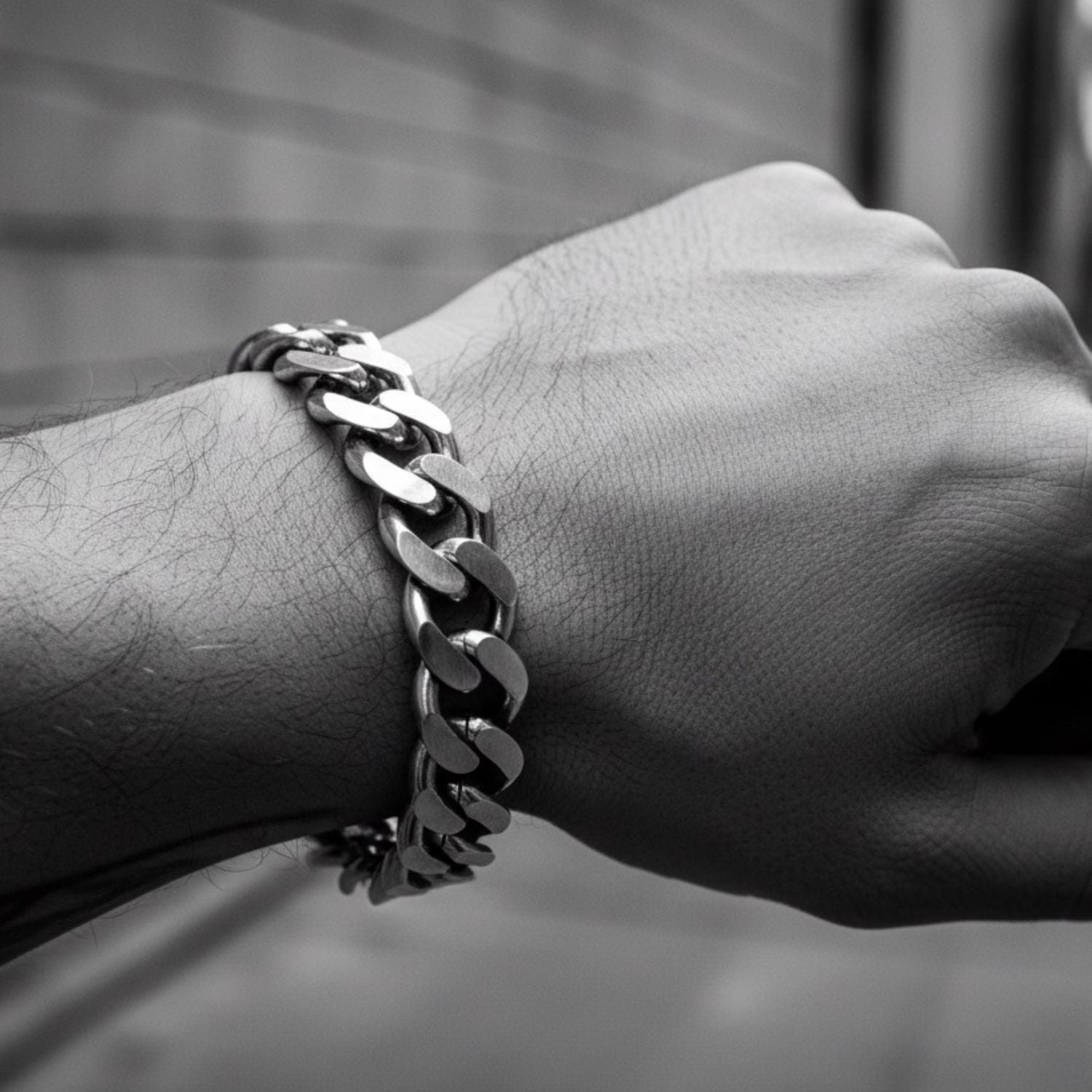 Men’s Heavy Curb Bracelet in Sterling Silver 925 –  Wide 17.2 mm