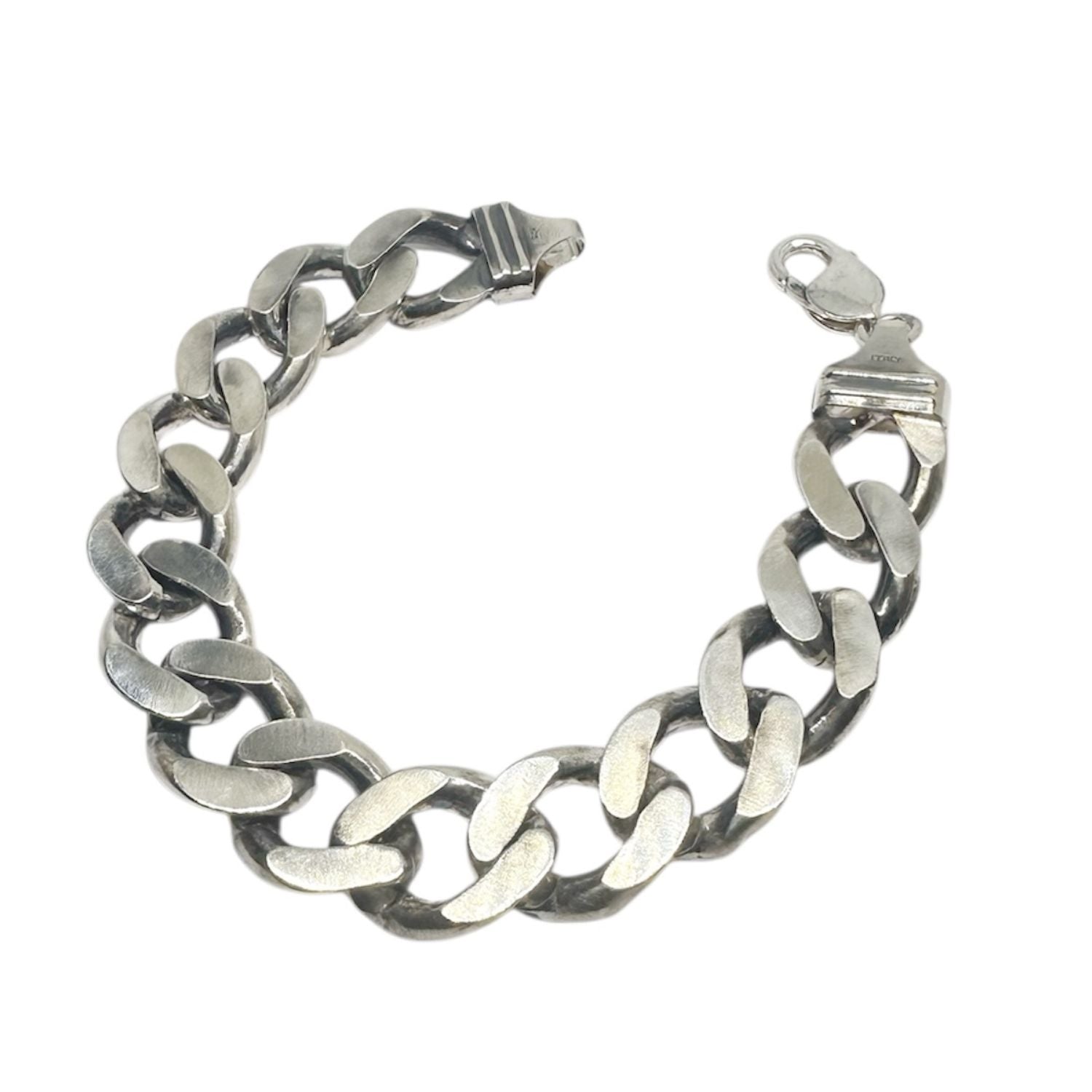 Men’s Heavy Curb Bracelet in Sterling Silver 925 –  Wide 17.2 mm