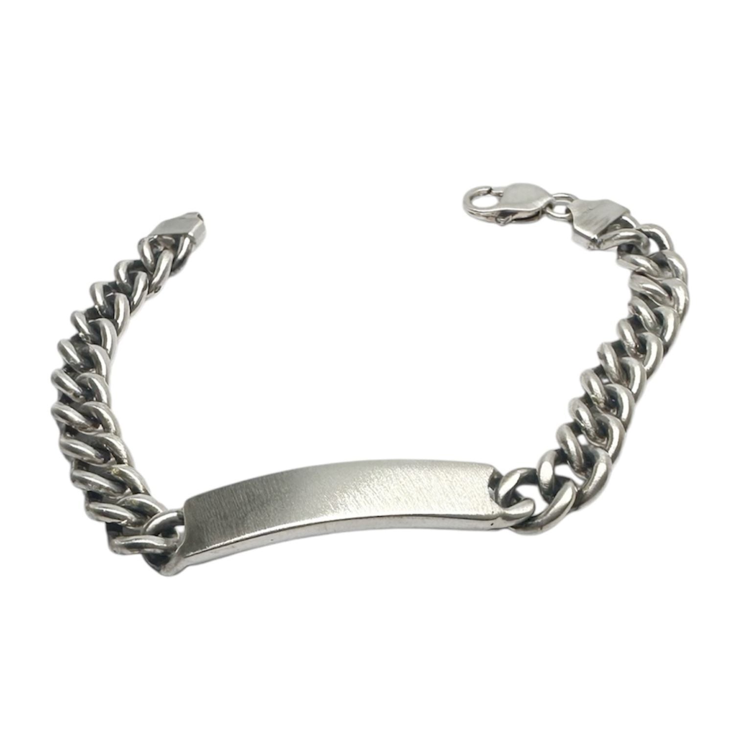 Men’s Sterling Silver ID Bracelet – Satin & Oxidised Finish, Handmade