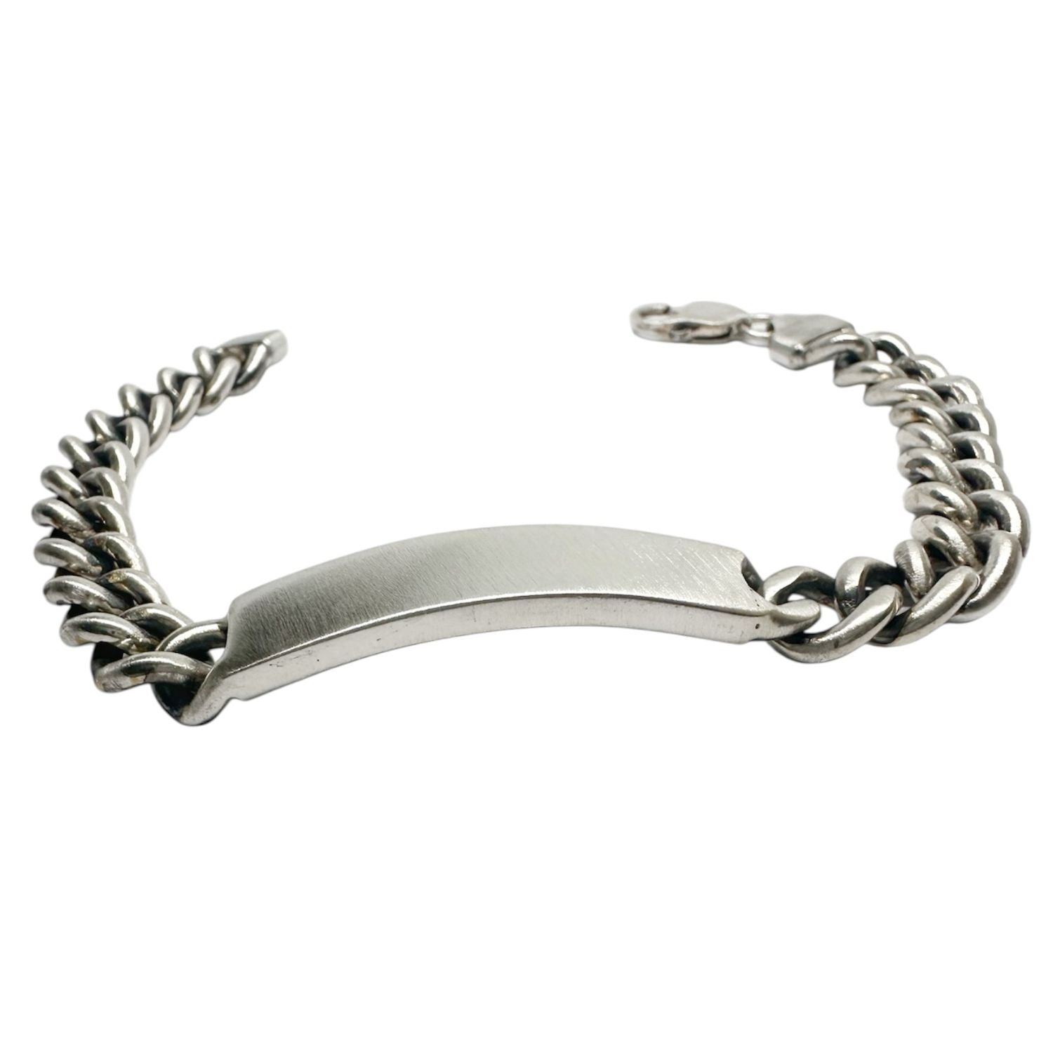 Men’s Sterling Silver ID Bracelet – Satin & Oxidised Finish, Handmade