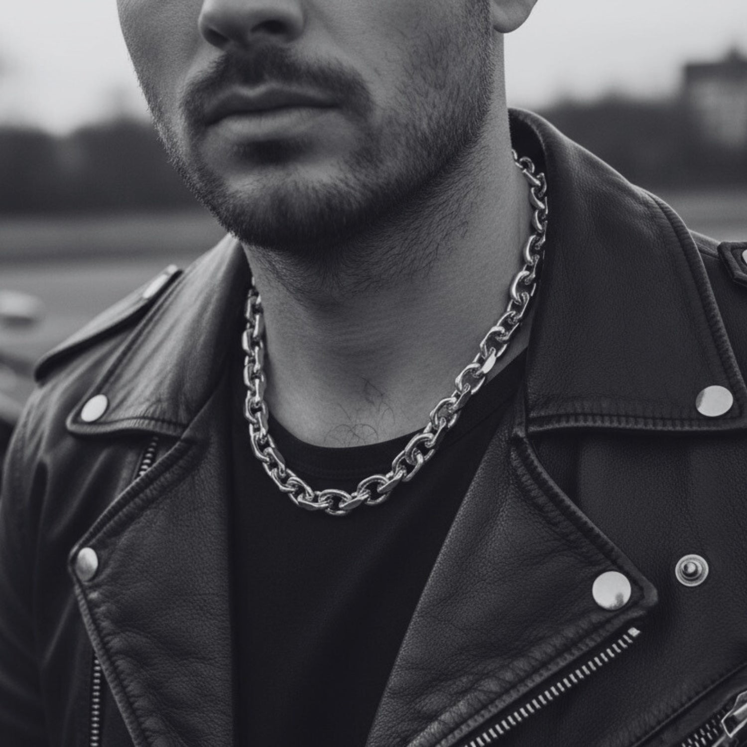 Men’s Rectangular Trace Chain Necklace – Sterling Silver 925