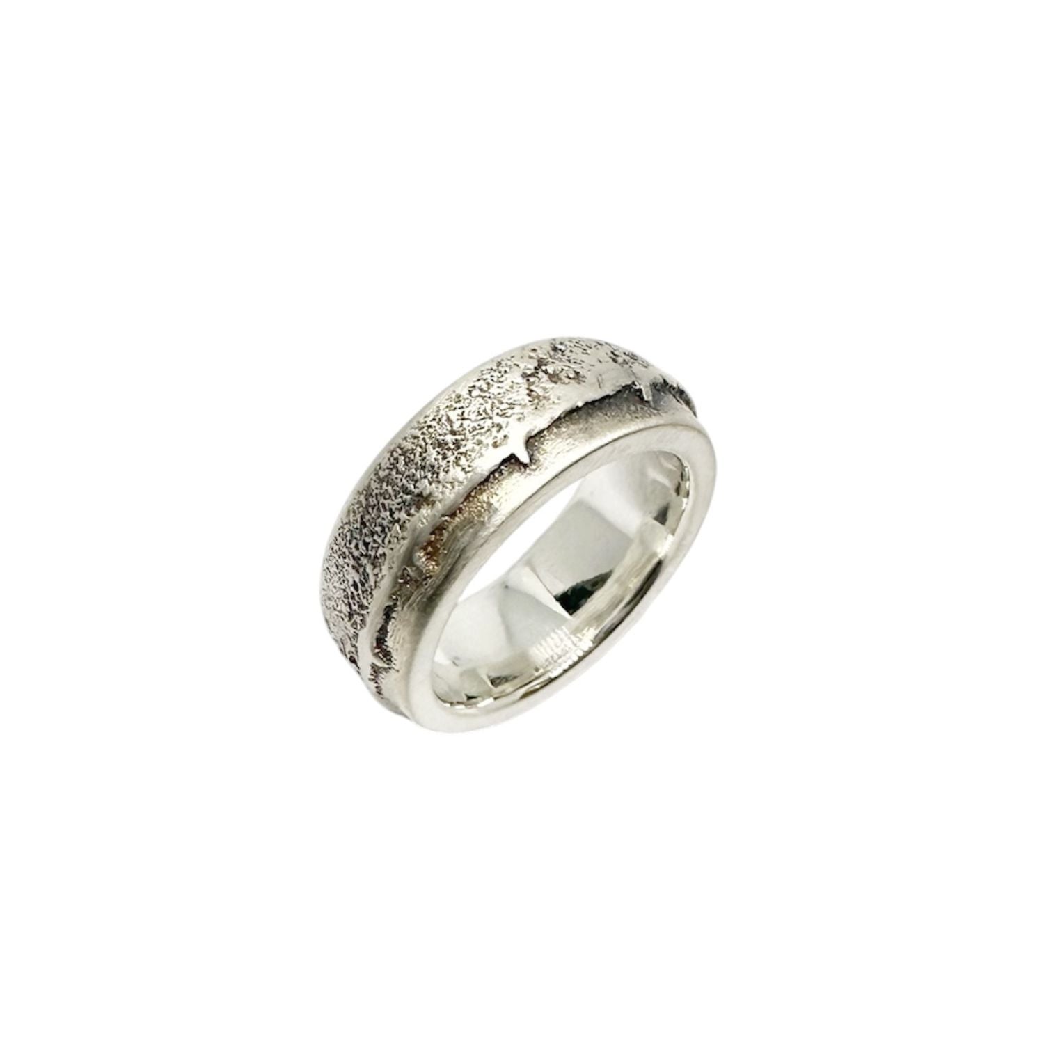 Strata Band Ring – Recycled Sterling Silver 925 Sand Cast
