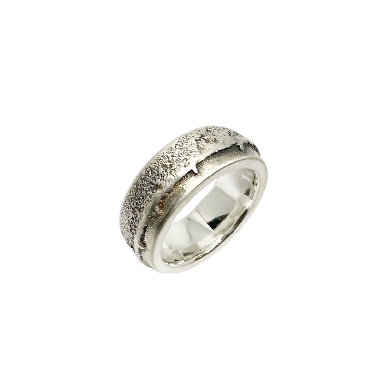 Side profile showing 8.07mm width and organic sand-cast texture – Recast Collection