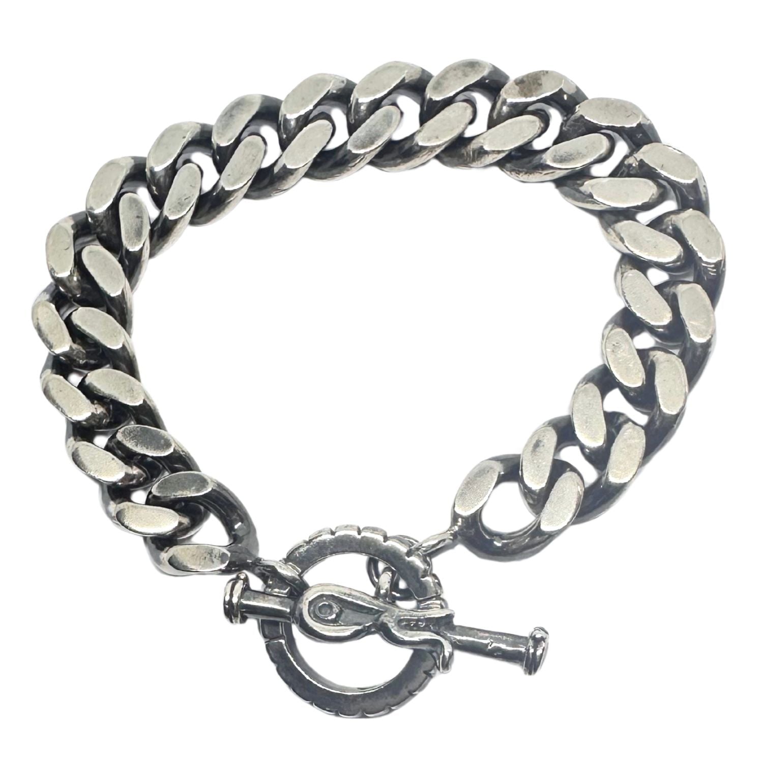 Celtic Bird T-bar sterling silver 925 curb chain bracelet, 12mm wide, 69.3g, polished and oxidised finish, handcrafted in Cornwall- Tg-Jewellery By Tamara Gervasio