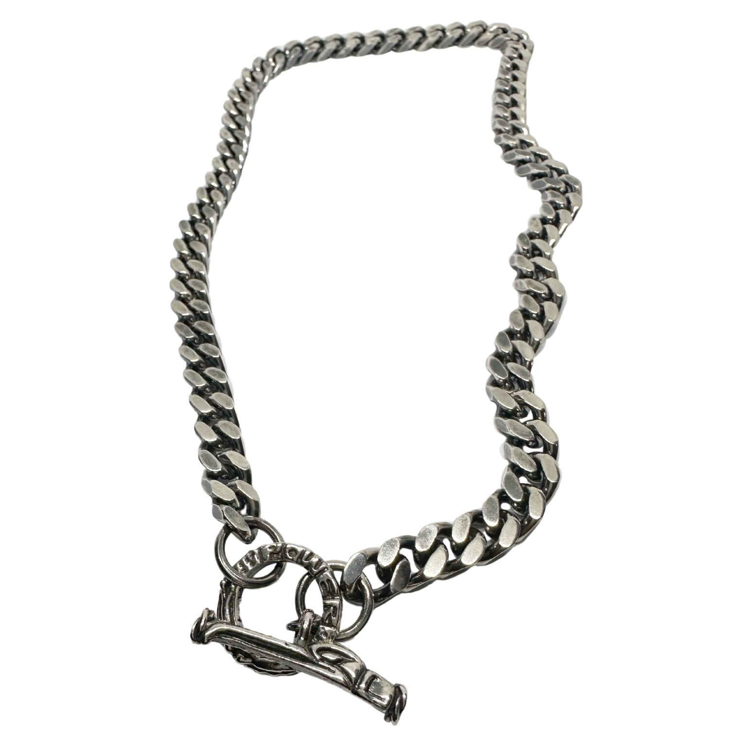 Men's sterling silver 925 curb chain necklace with Celtic Bird T-bar clasp and POWER engraved jump ring, 9mm wide, 139.5g, handcrafted in Cornwall - Tg-Jewellery By Tamara Gervasio