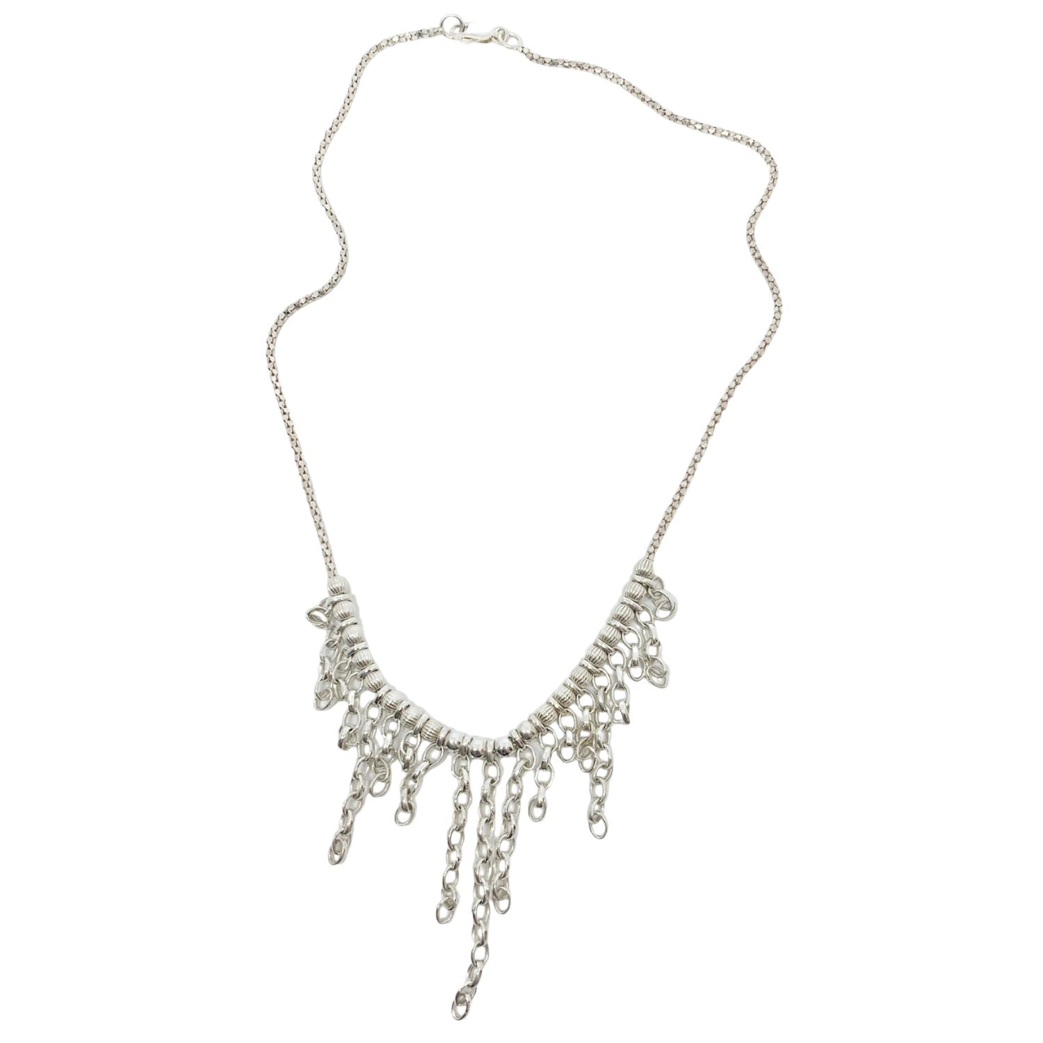 Rain Drop necklace in recycled sterling silver 925, 41.2cm chain with 5cm drop, 15g, Italian hallmarked, handcrafted - Tg-Jewellery By Tamara Gervasio