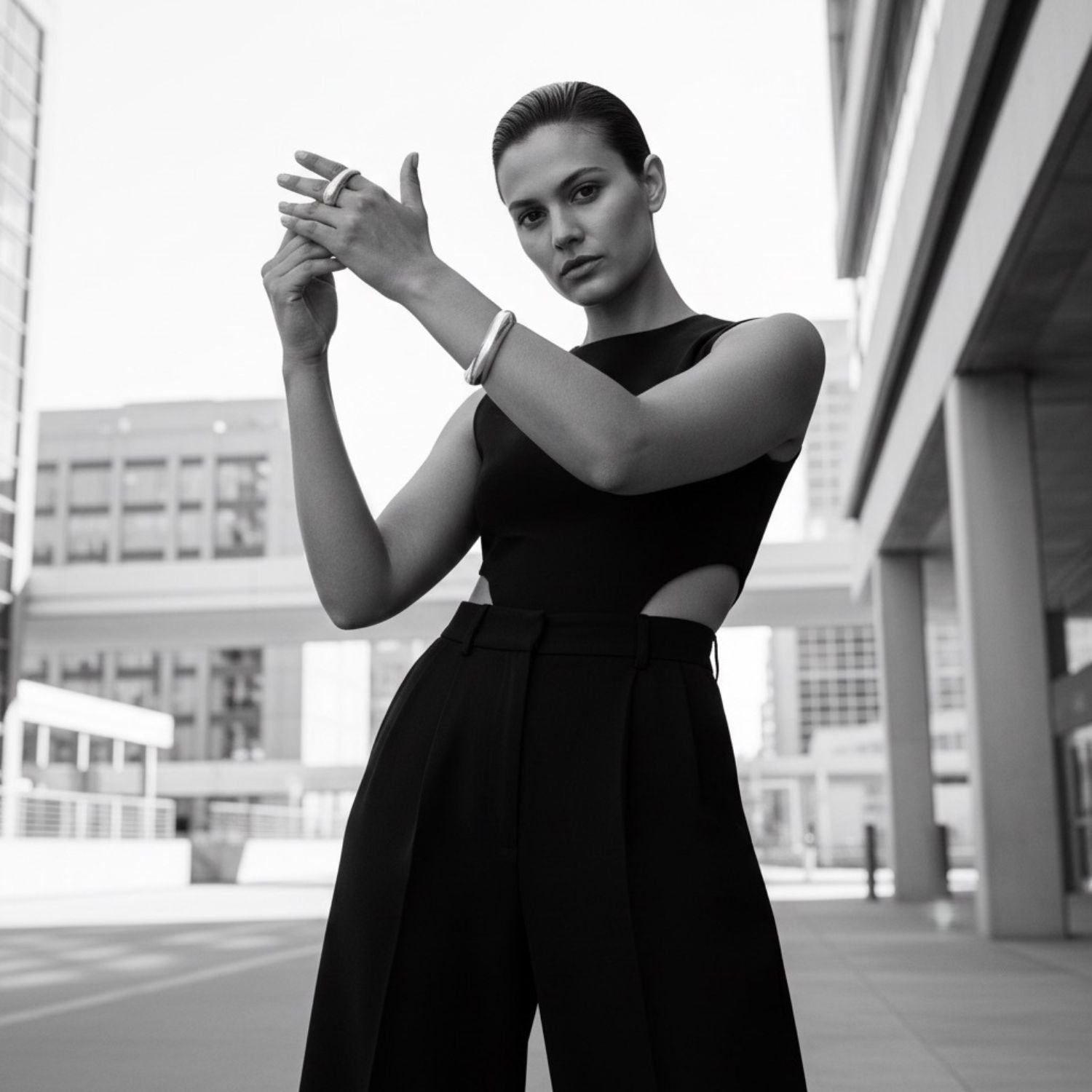 Dynamic Bangle Cuff – Sterling Silver 925 Statement Bracelet