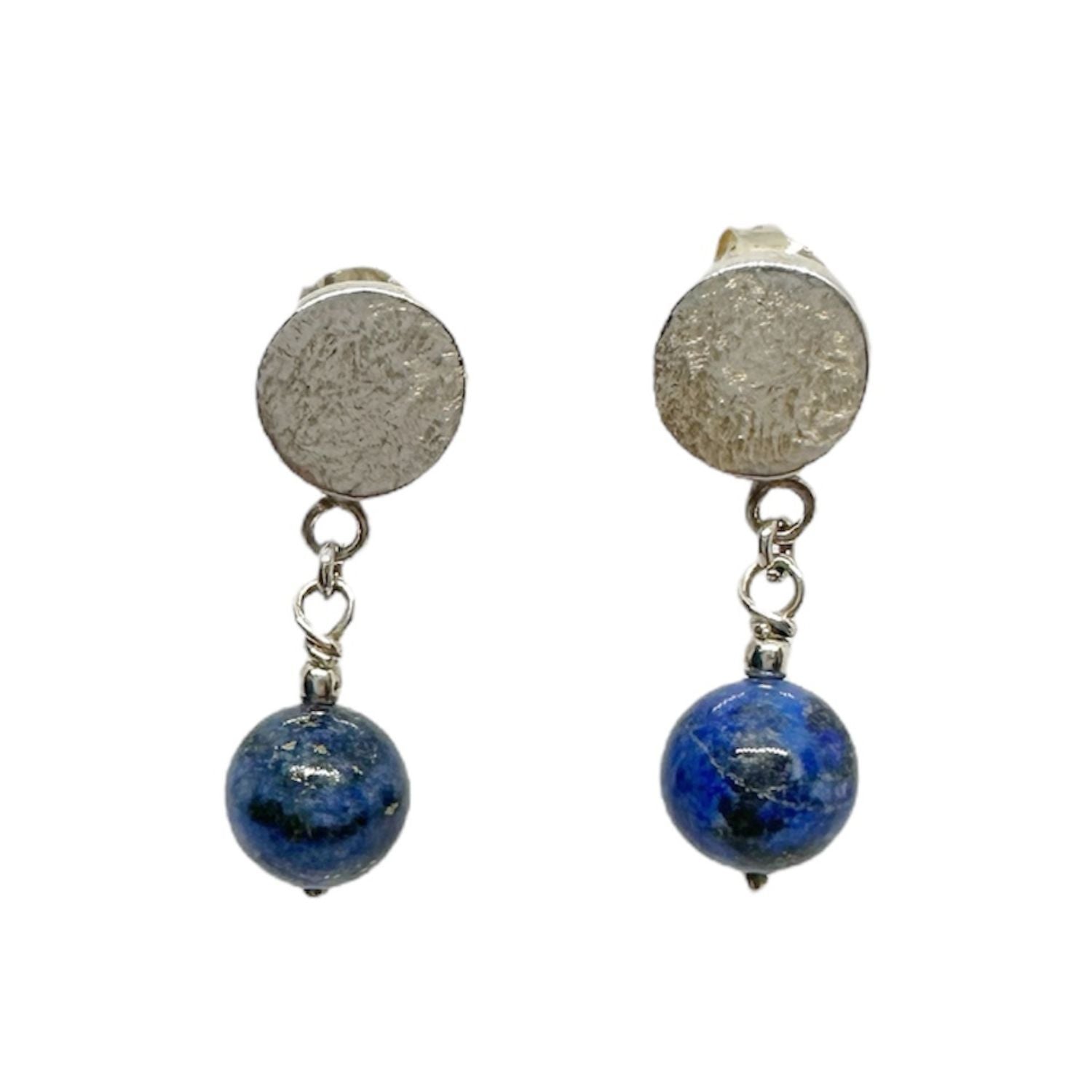 World in blue Stud with Lapis Lazuli Beads