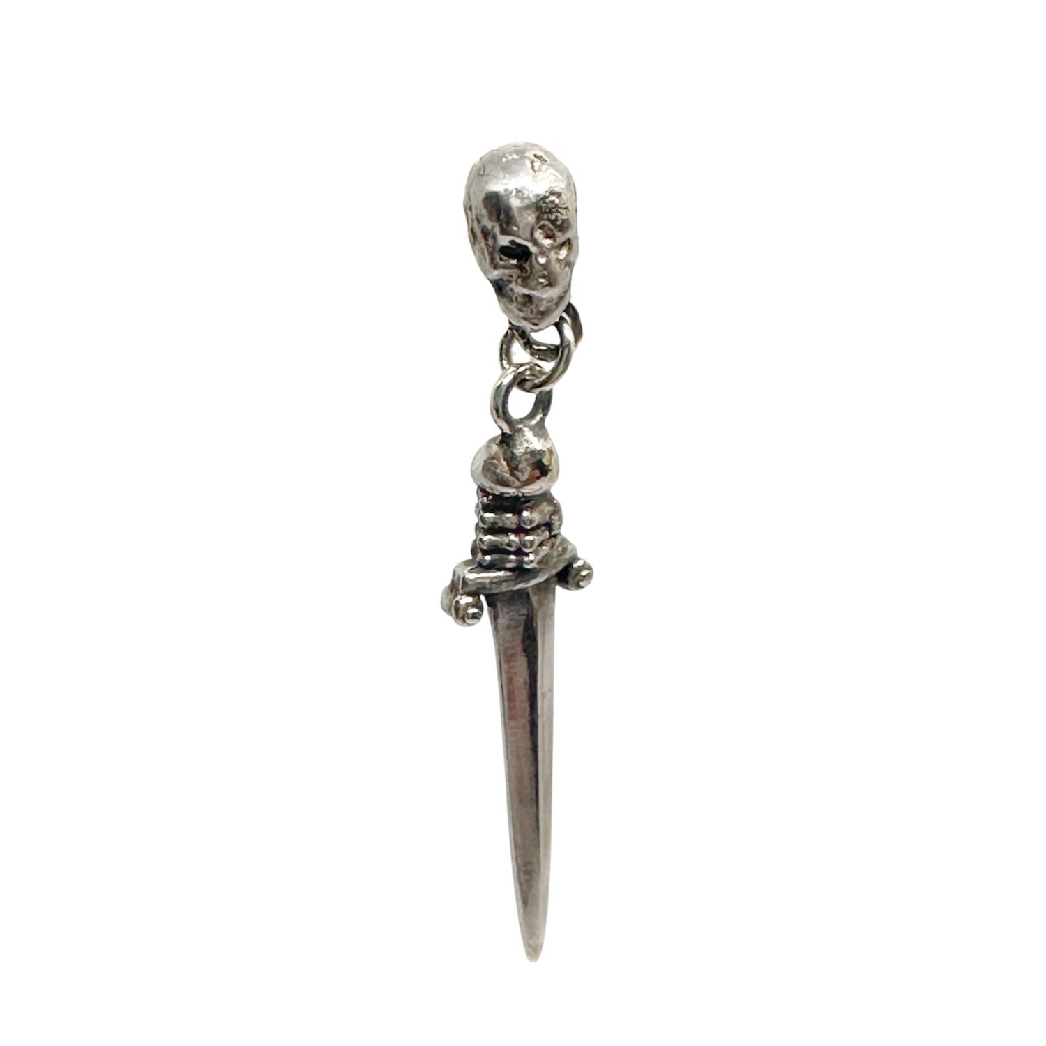 Handmade Skull Dagger Dangle Earrings – Recycled Sterling Silver 925