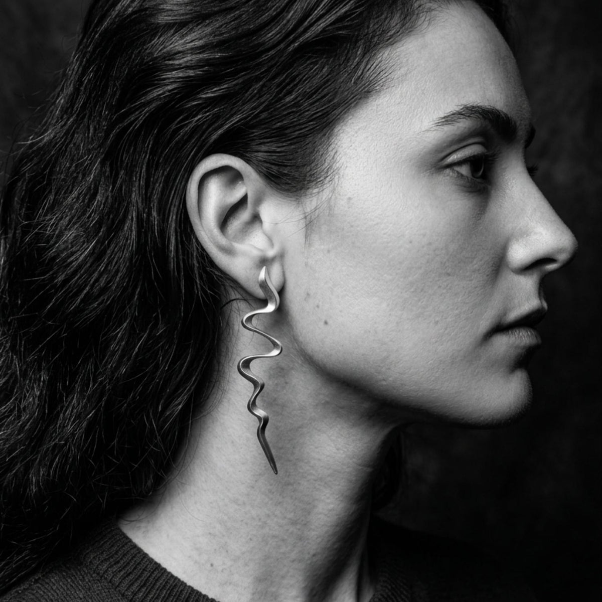 Snake Statement Solo Stud Earring – Sterling Silver