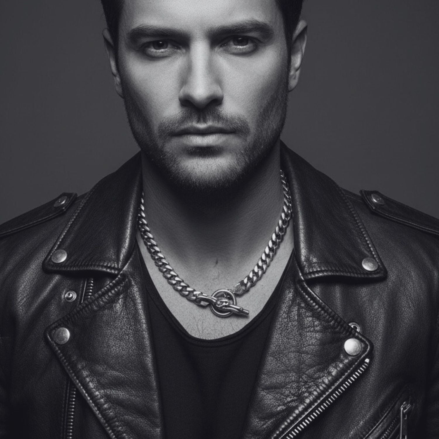 Celtic Dog Men's Oxide And Satin Curb Chain - Handmade Sterling Silver