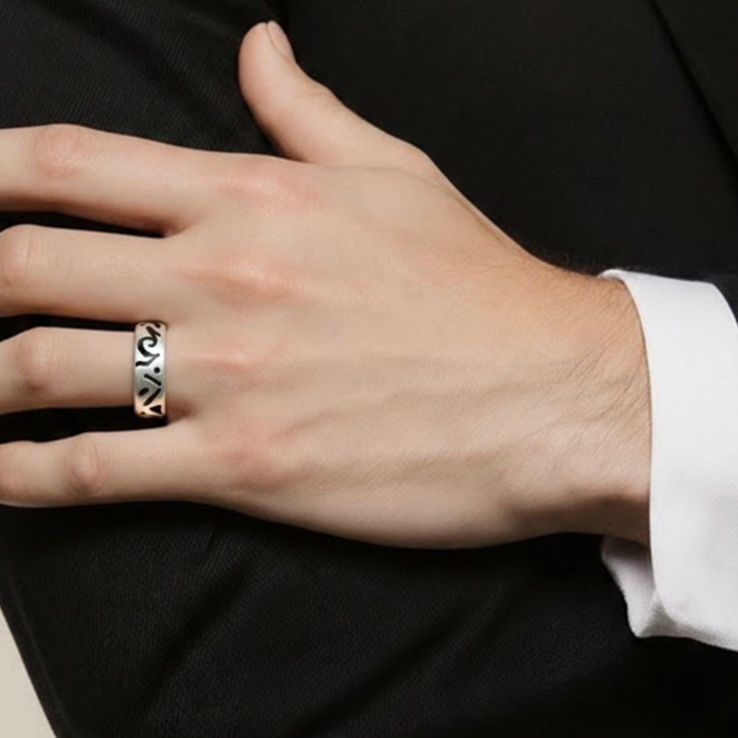 Incisioni Men’s Ring | Sterling Silver 925 with Black Enamel | One Of A Kind