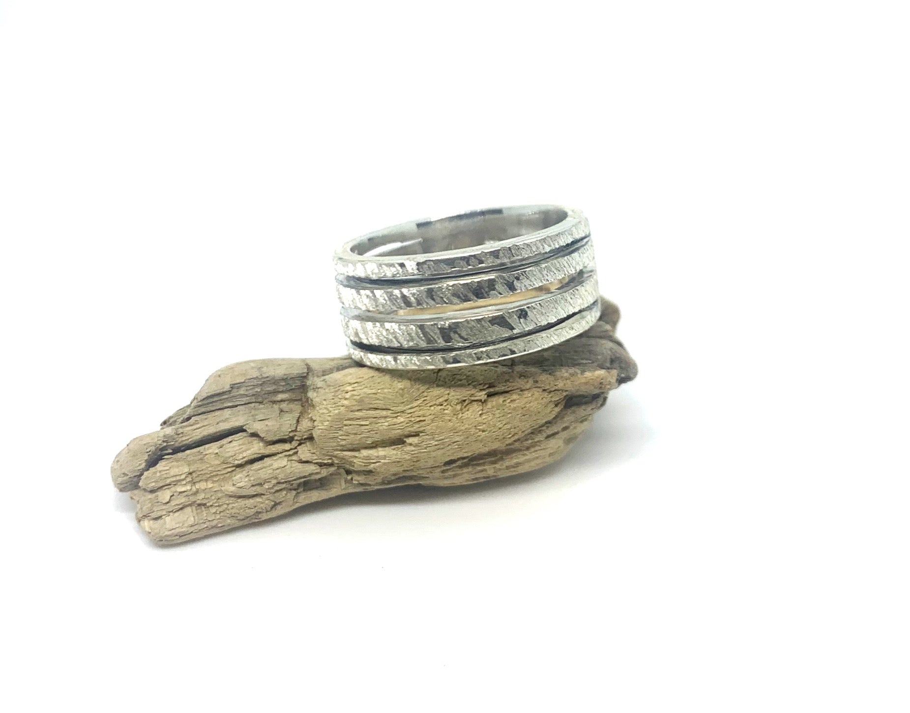 3 Linee Men's band ring in sterling silver One of A Kind