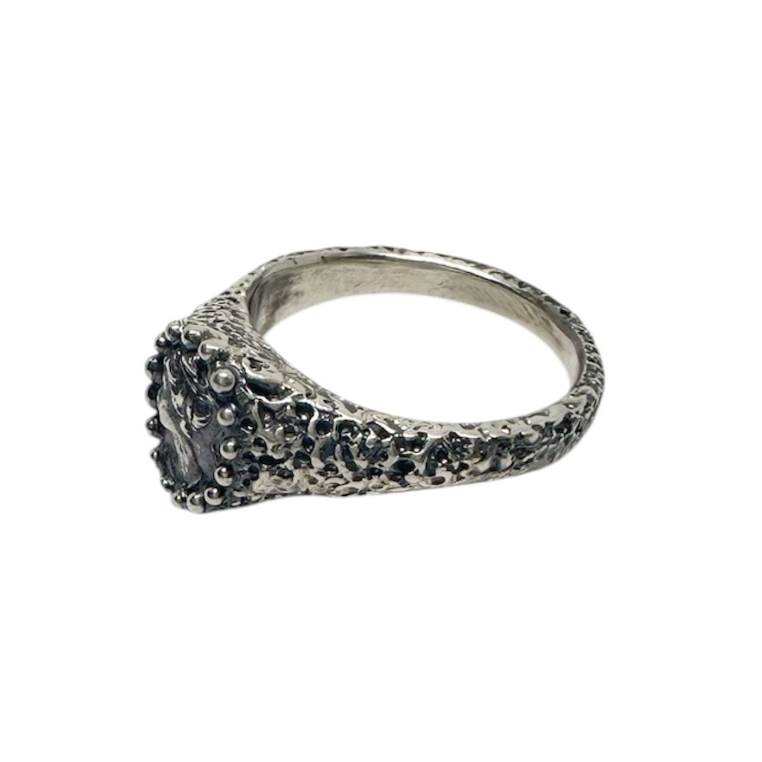 Ancient Cameo Muse Textured Ring – Hand-Carved Sterling Silver