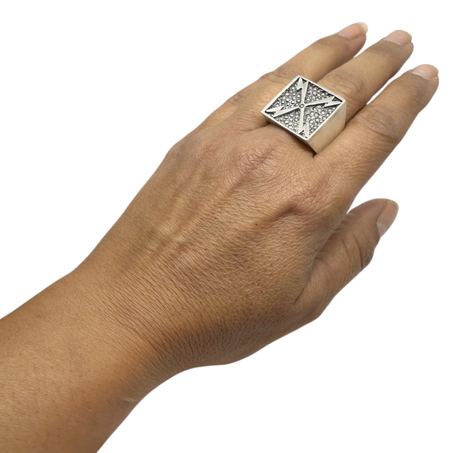 Bold Thunder Ring – Solid Sterling Silver Statement Piece for Men