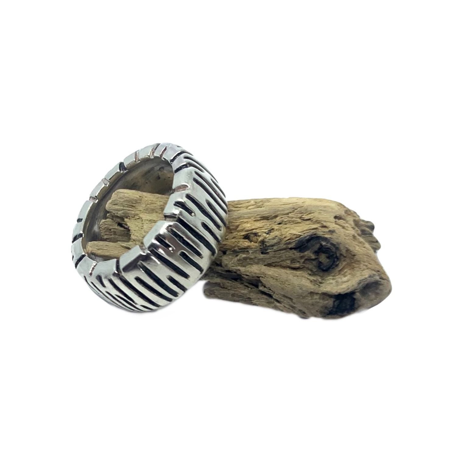 Sterling silver 925 Wheel Half Dome Ring, lost wax cast, UK hallmarked, Chunky Collection