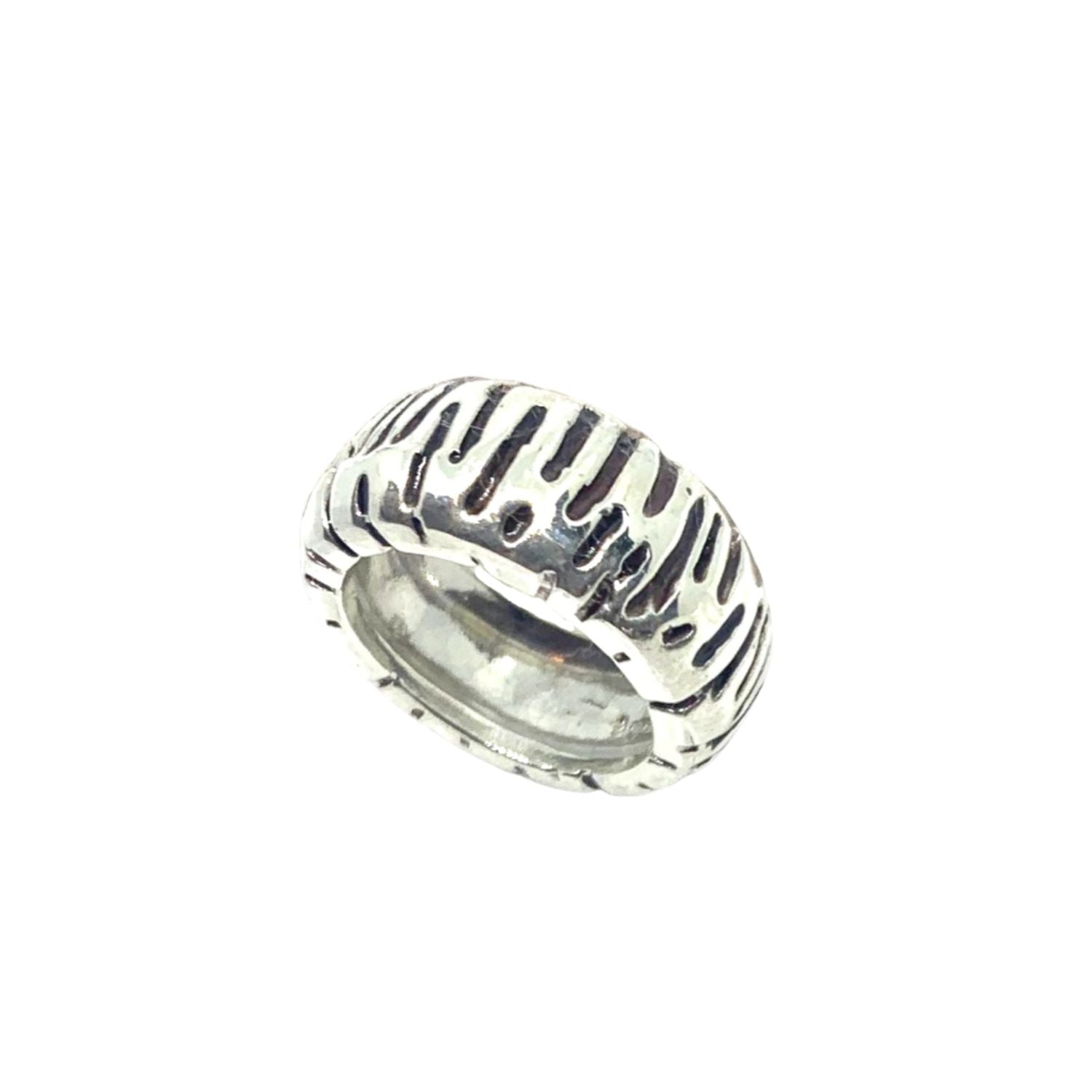 Sterling silver 925 Wheel Ring with polished finish, 10.20mm wide, 14.9g, automotive-inspired design, handmade in Cornwall